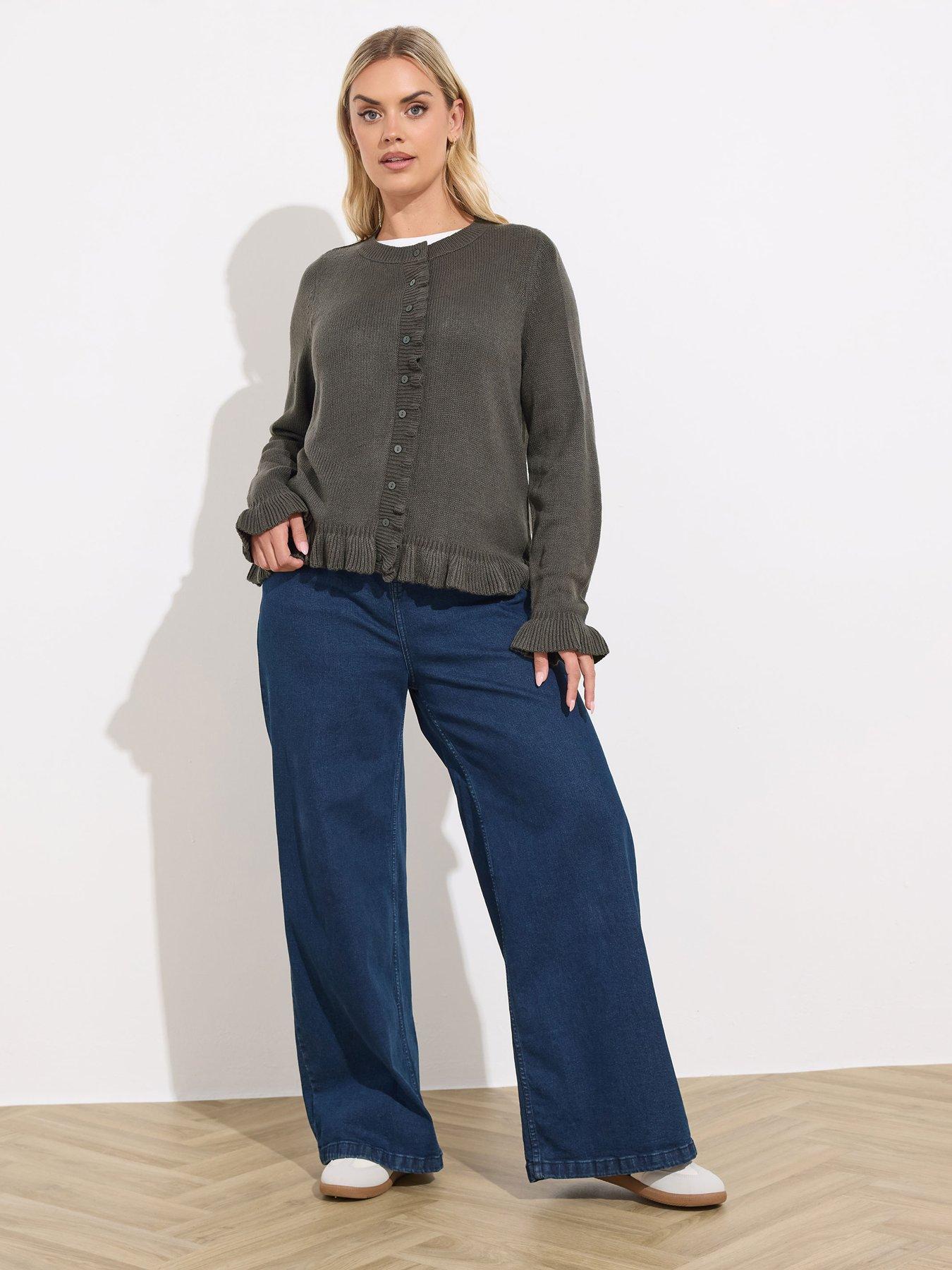  image of yours-curve-frill-edge-cardigan-grey