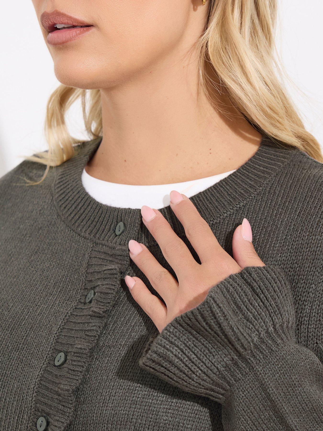  image of yours-curve-frill-edge-cardigan-grey