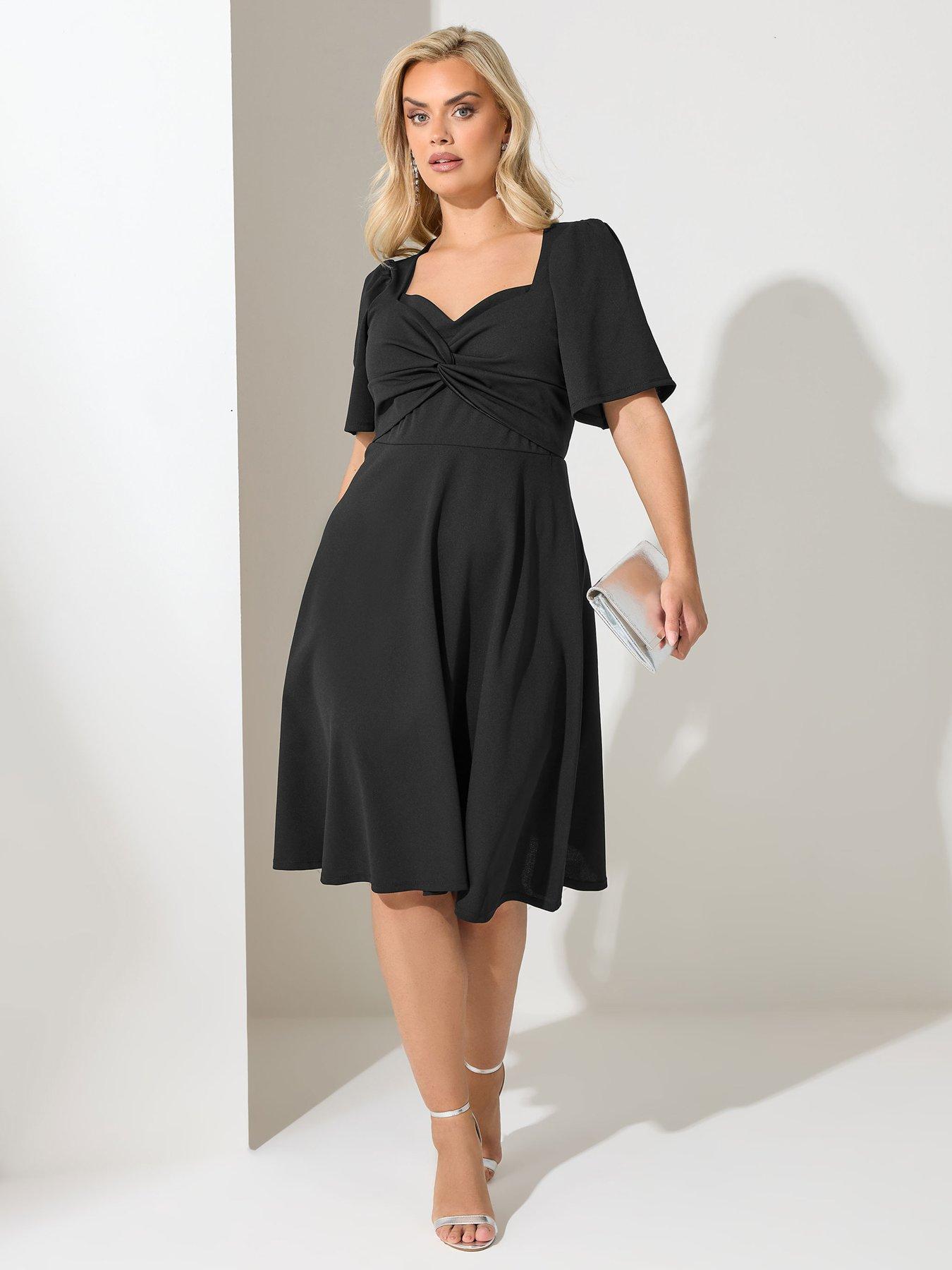 Yours Curve Knot Skater Dress - Black