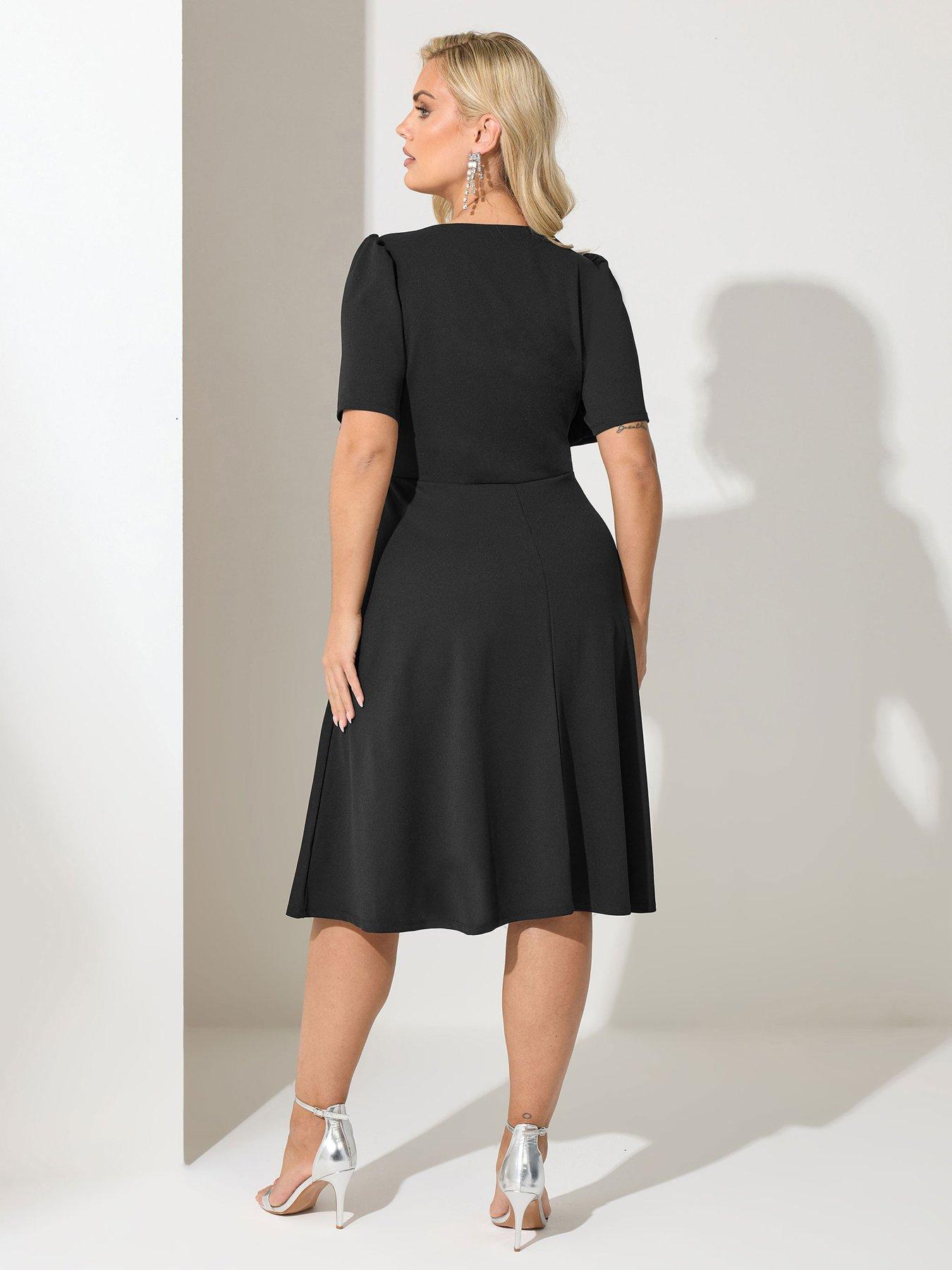 stillFront image of yours-curve-knot-skater-dress-black