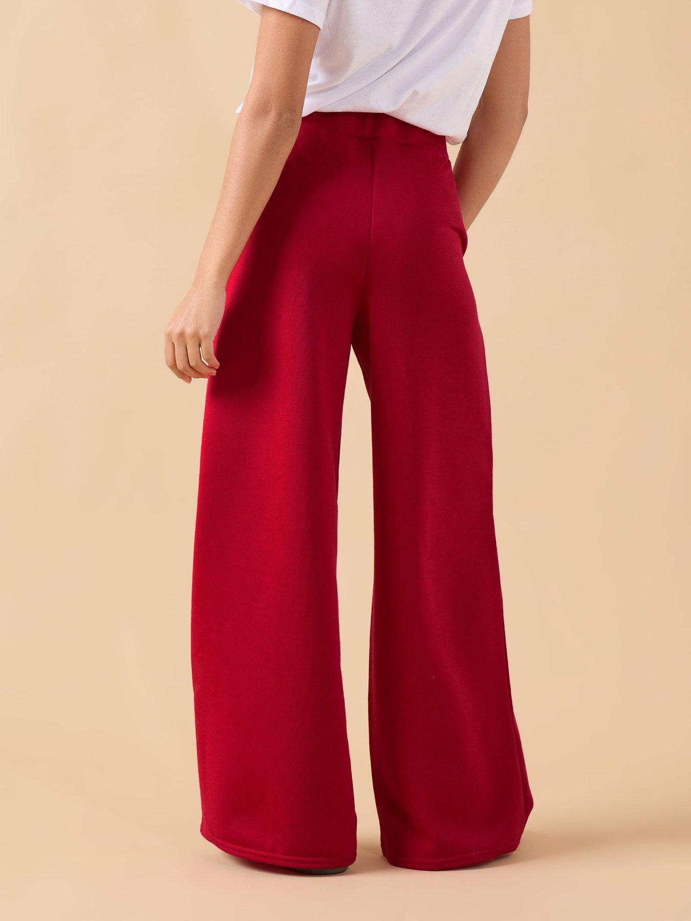 Image 2 of 4 of PixieGirl Petite Loop Back Wide Leg Jogger - Red