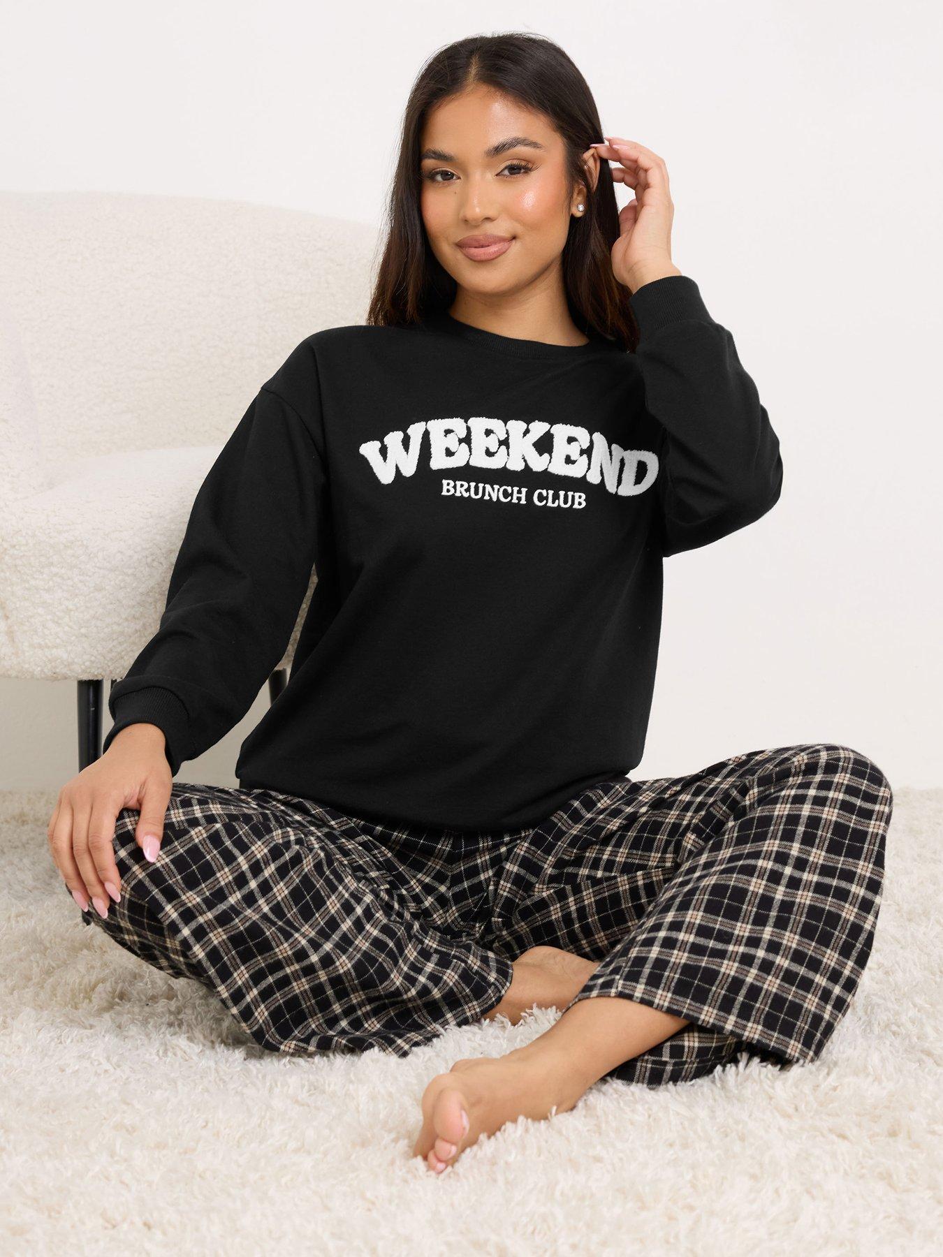 PixieGirl Petite Weekend Brunch Club Lounge Top - Black
