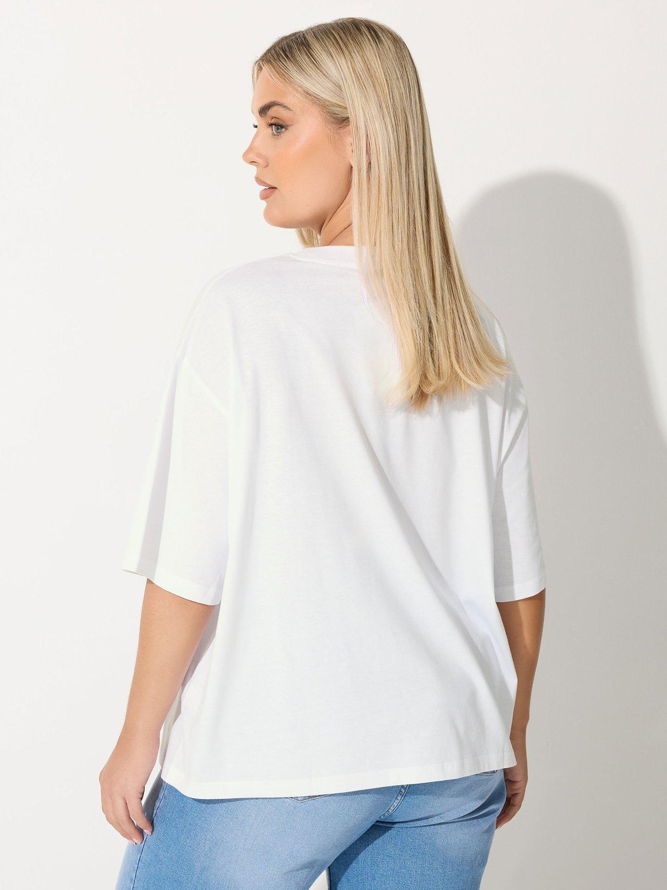 Image 2 of 4 of Yours Curve Naughty Ho Ho Ho T-Shirt - White