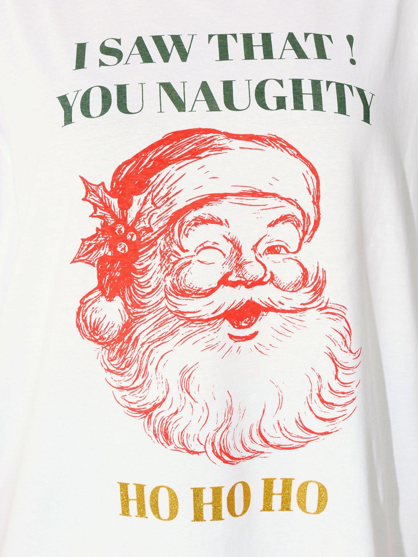 Image 4 of 4 of Yours Curve Naughty Ho Ho Ho T-Shirt - White