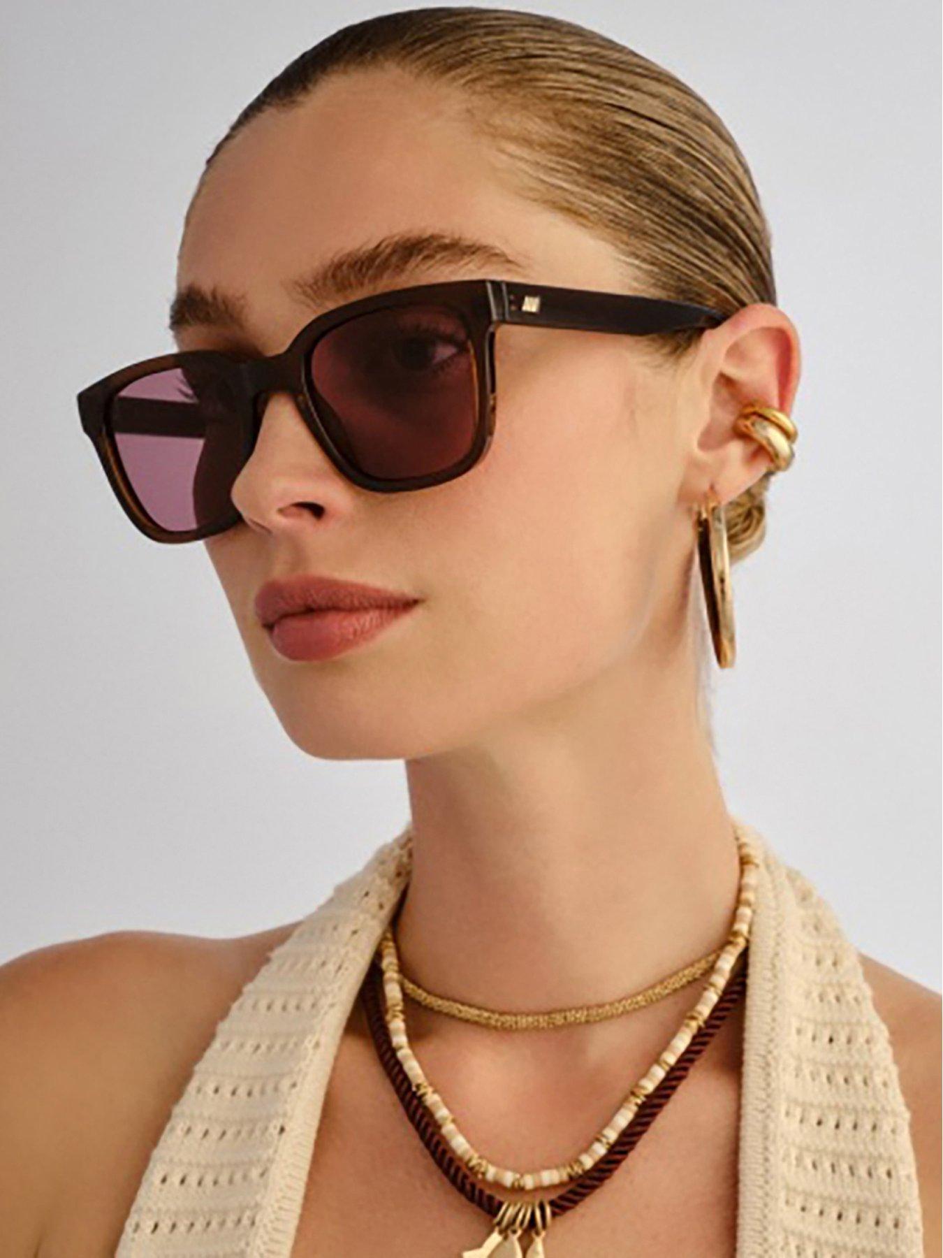  image of le-specs-elixir-square-sunglasses-dark-chocolate-brown