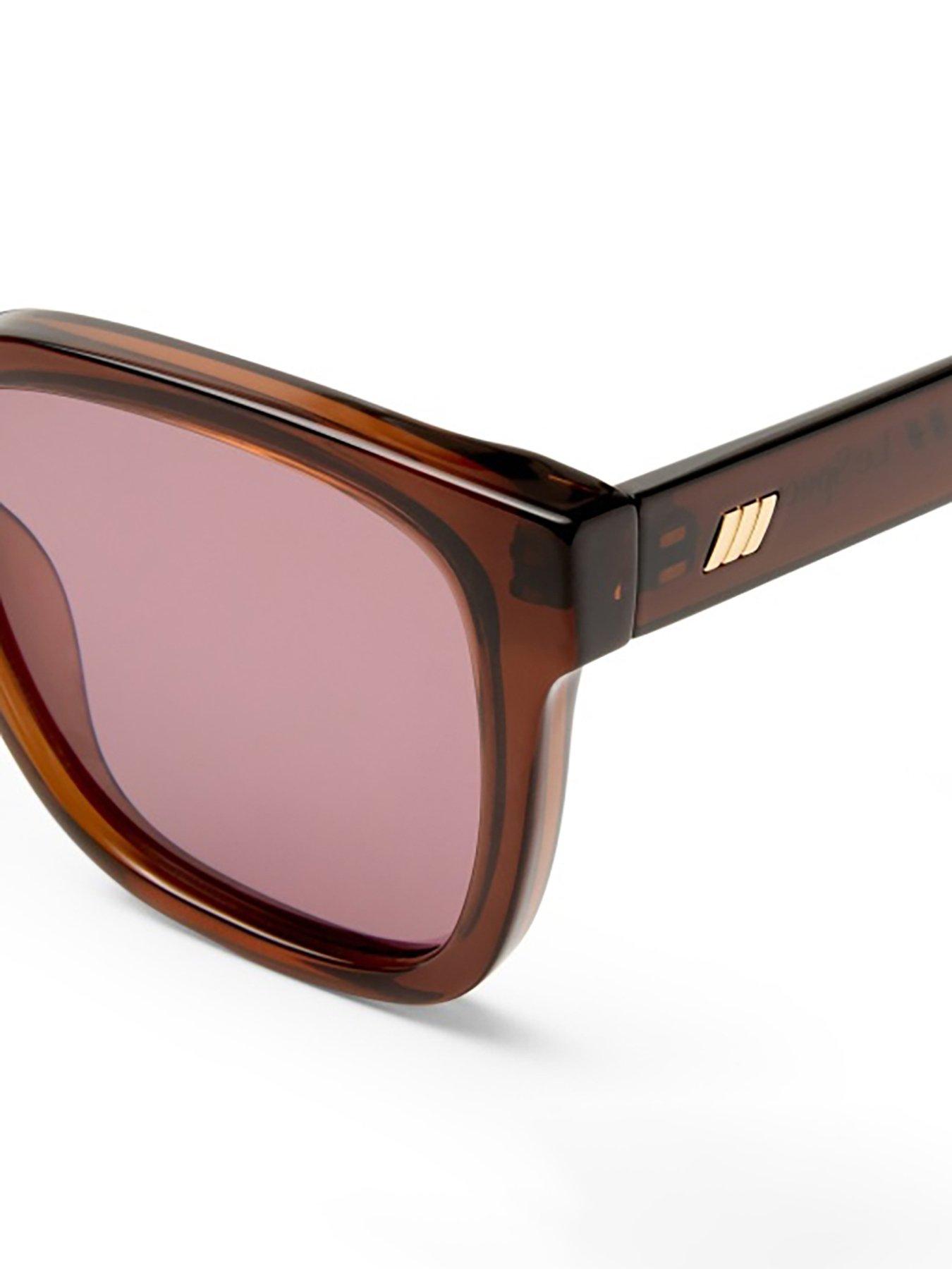  image of le-specs-elixir-square-sunglasses-dark-chocolate-brown