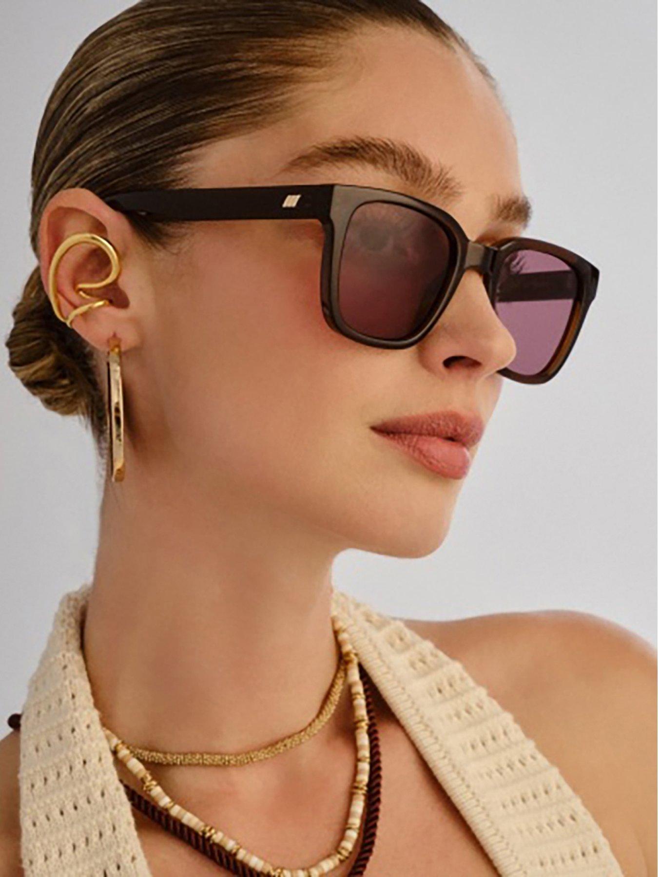  image of le-specs-elixir-square-sunglasses-dark-chocolate-brown