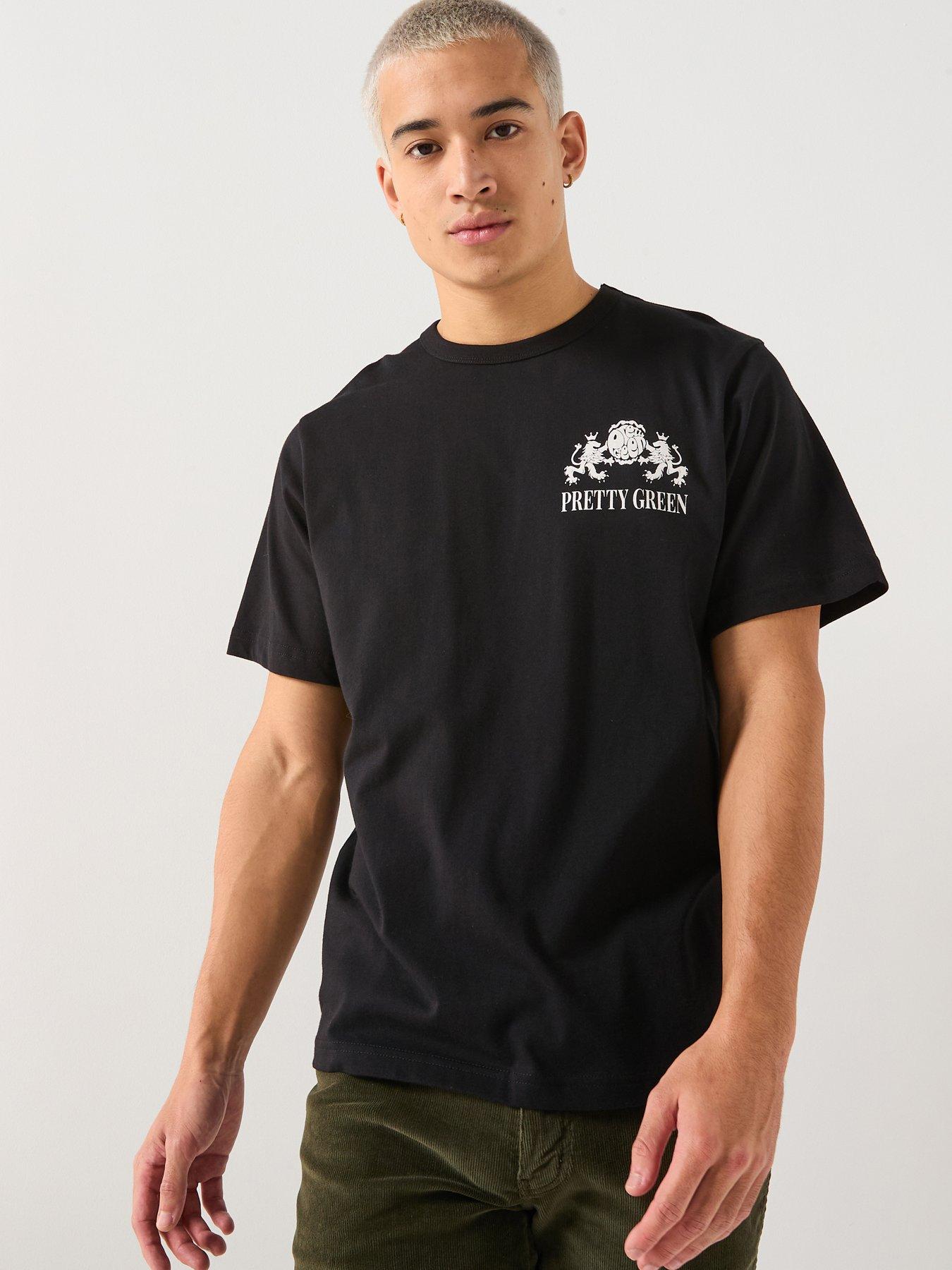 stillFront image of pretty-green-marlborough-back-graphic-t-shirt-black