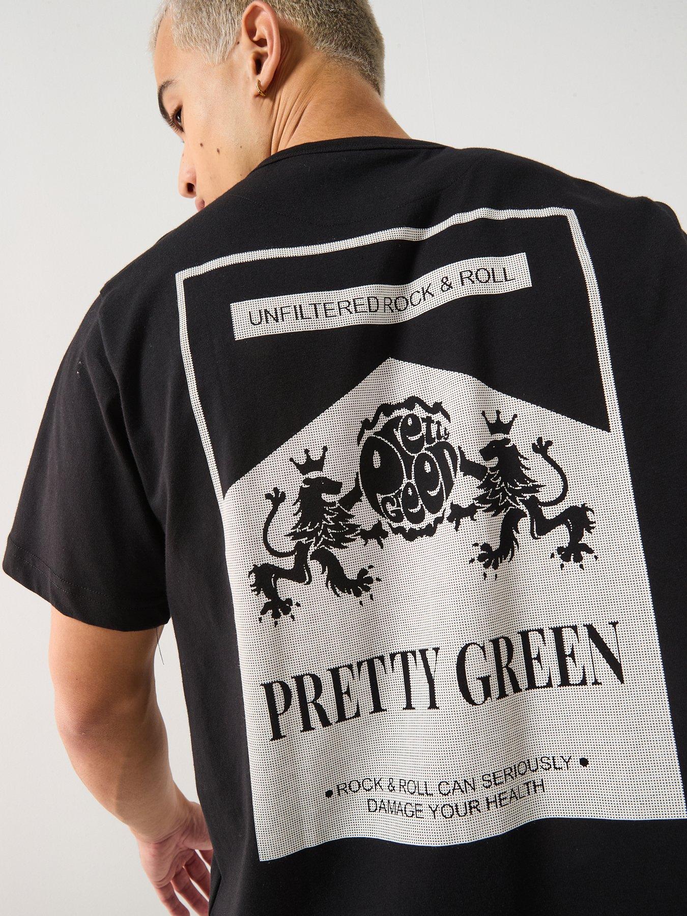  image of pretty-green-marlborough-back-graphic-t-shirt-black