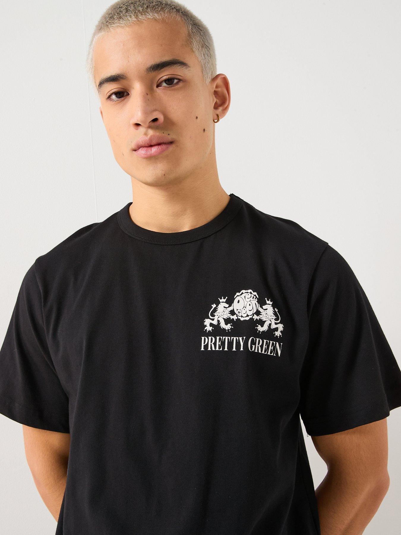  image of pretty-green-marlborough-back-graphic-t-shirt-black