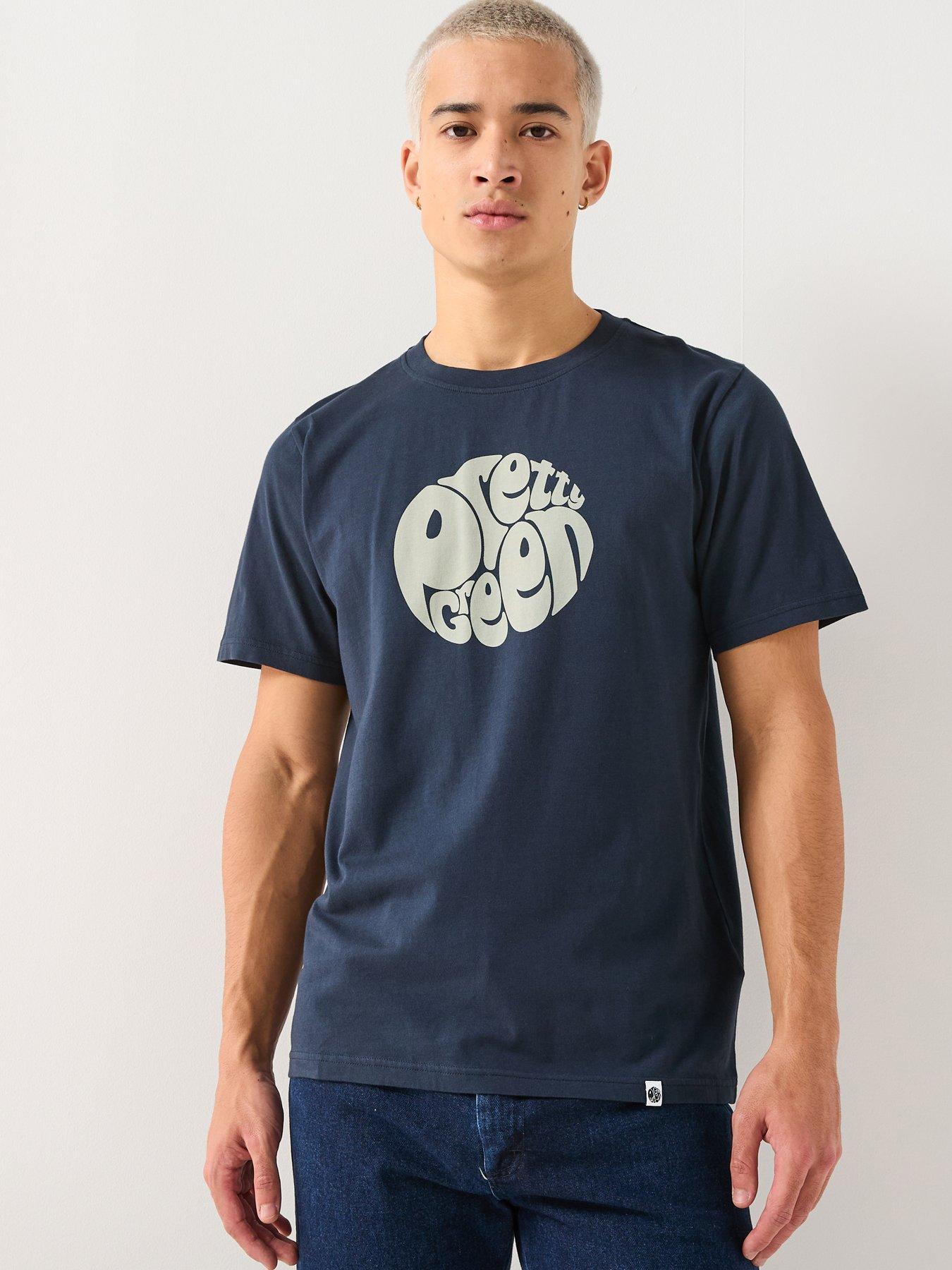  image of pretty-green-gillespie-logo-t-shirt-navy