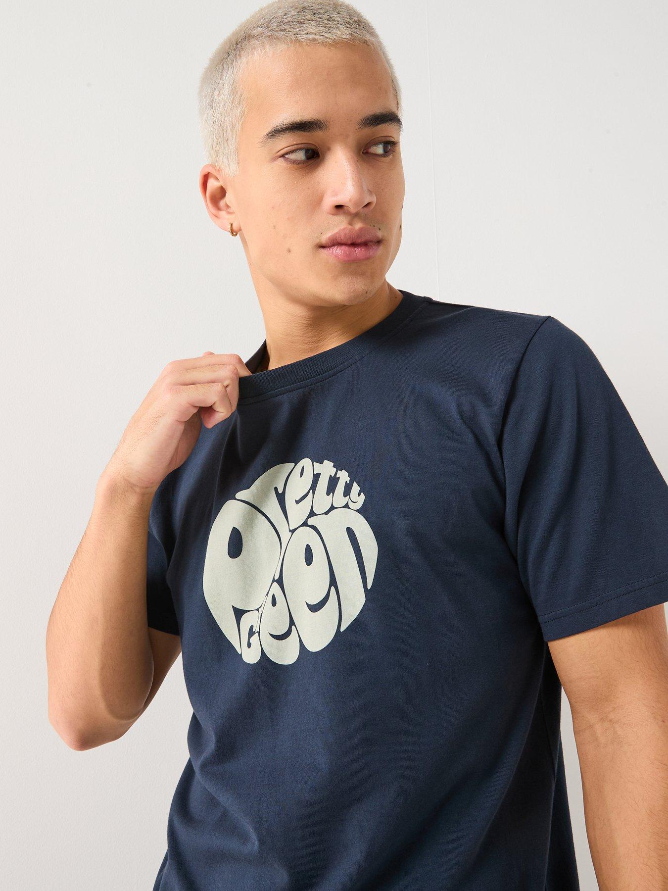  image of pretty-green-gillespie-logo-t-shirt-navy