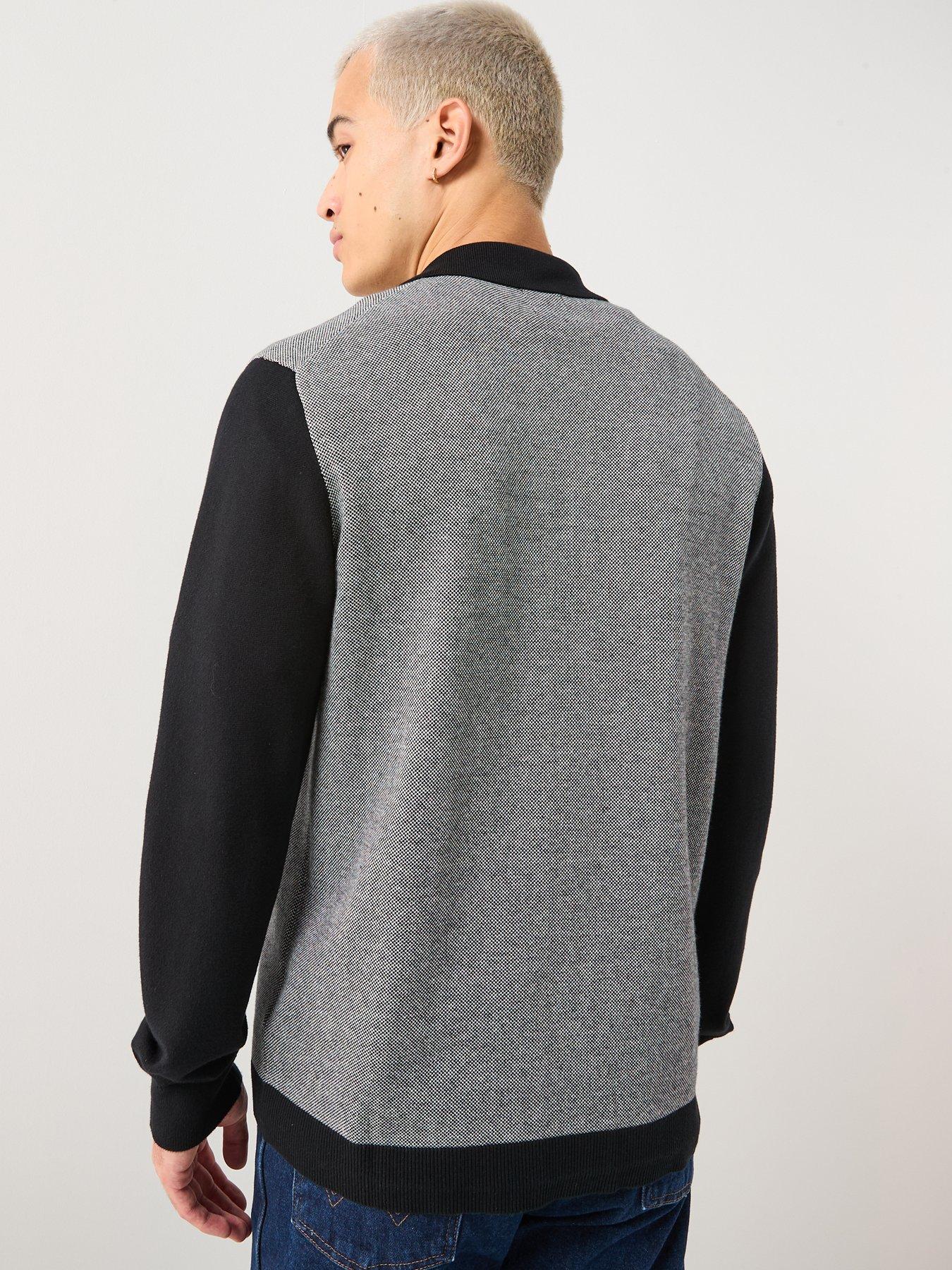  image of pretty-green-roxy-knitted-long-sleeve-knitted-polo-shirt-black