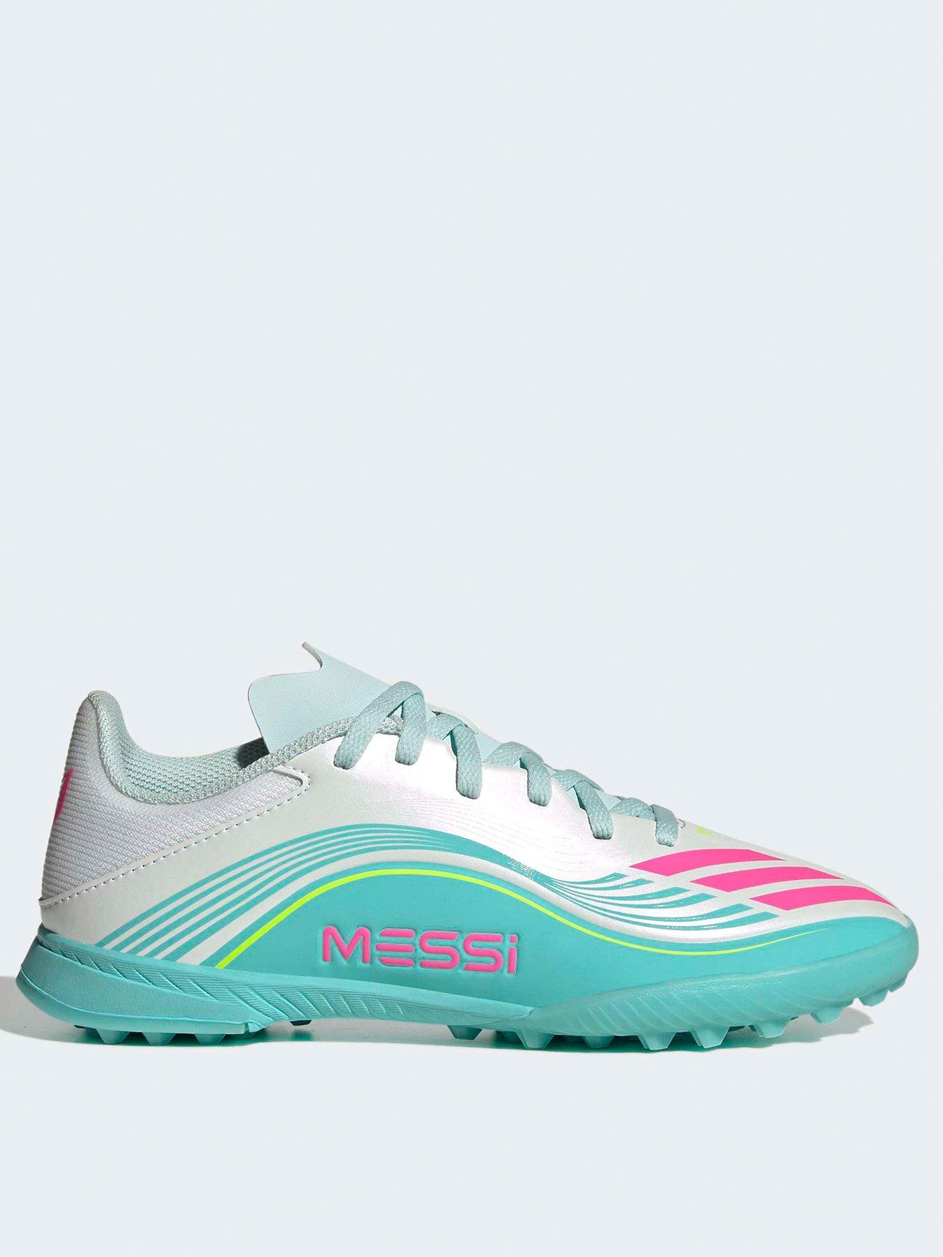 Image 1 of 6 of adidas Junior F50 Messi League Astro Turf Football Boots - White