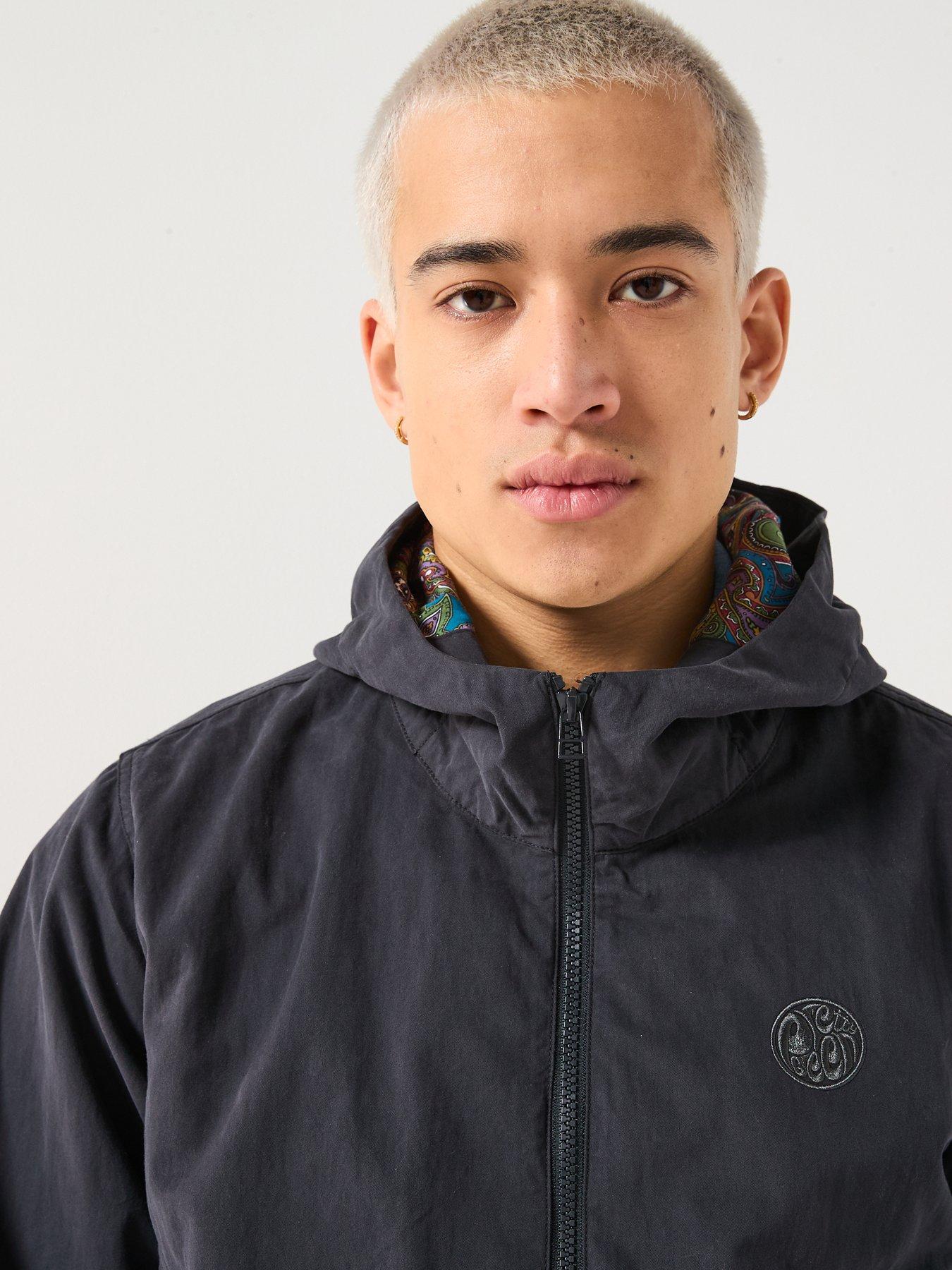  image of pretty-green-feltham-lightweight-hooded-jacket-black