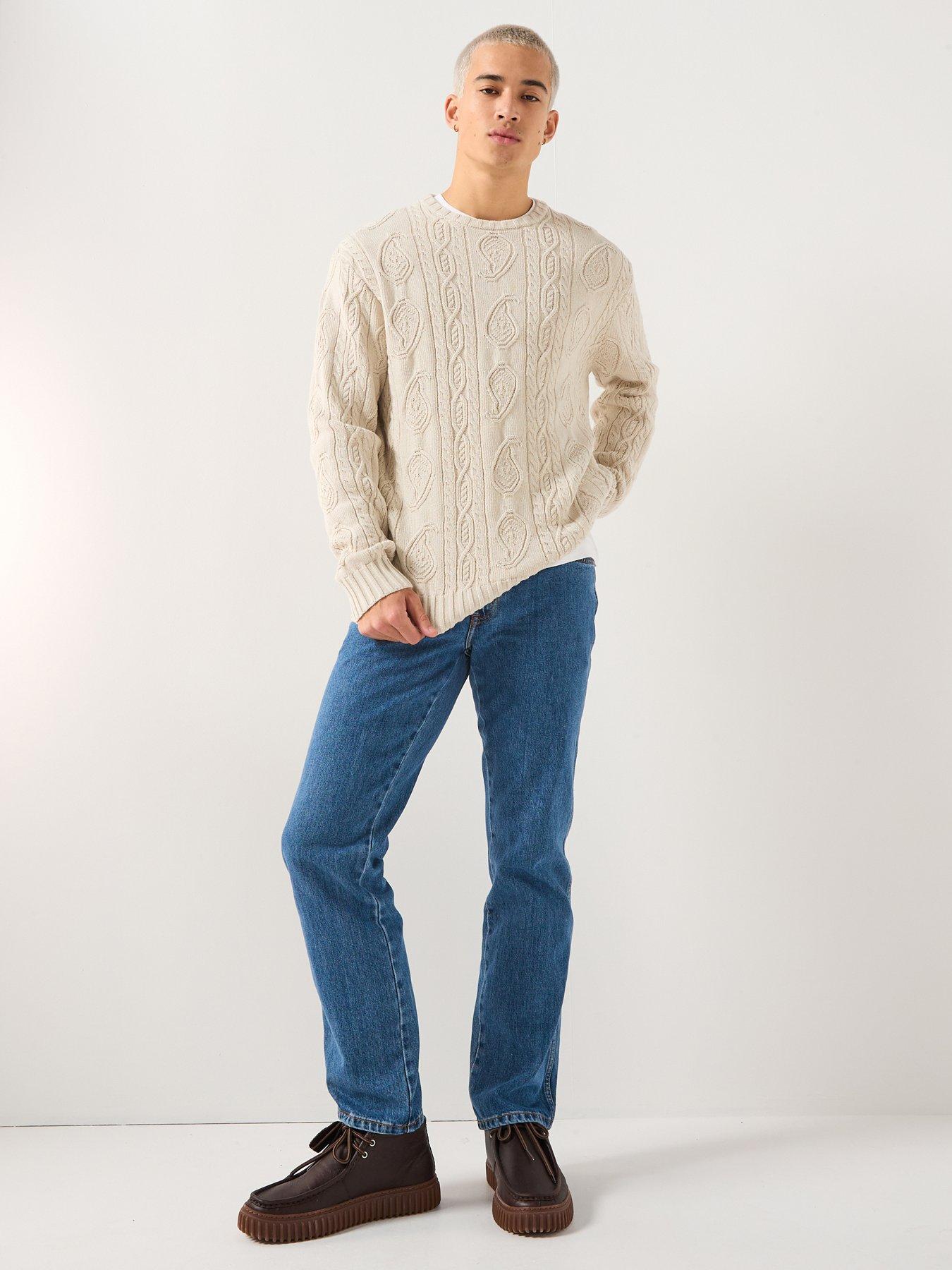  image of pretty-green-cable-knitted-jumper-cream