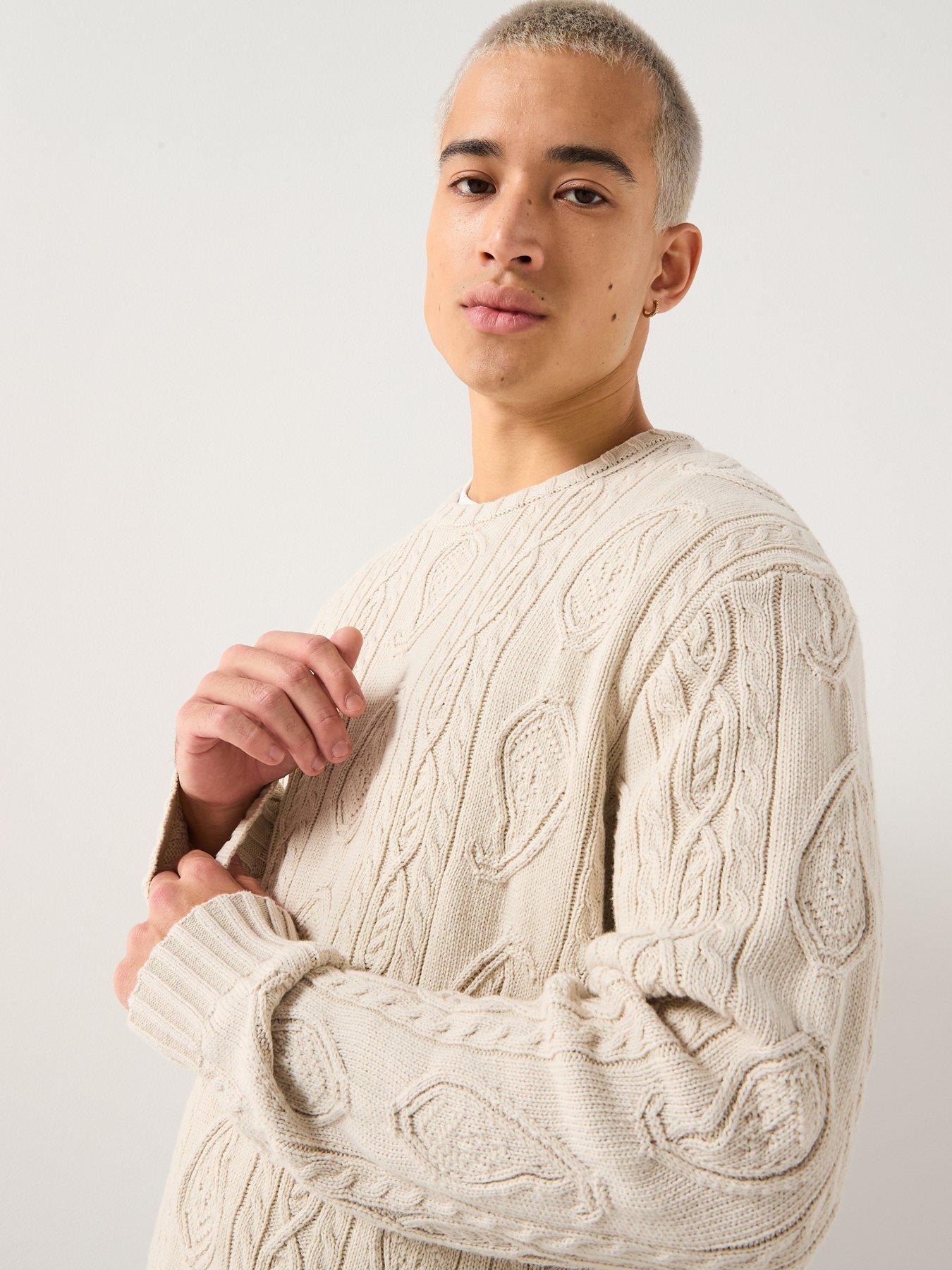  image of pretty-green-cable-knitted-jumper-cream