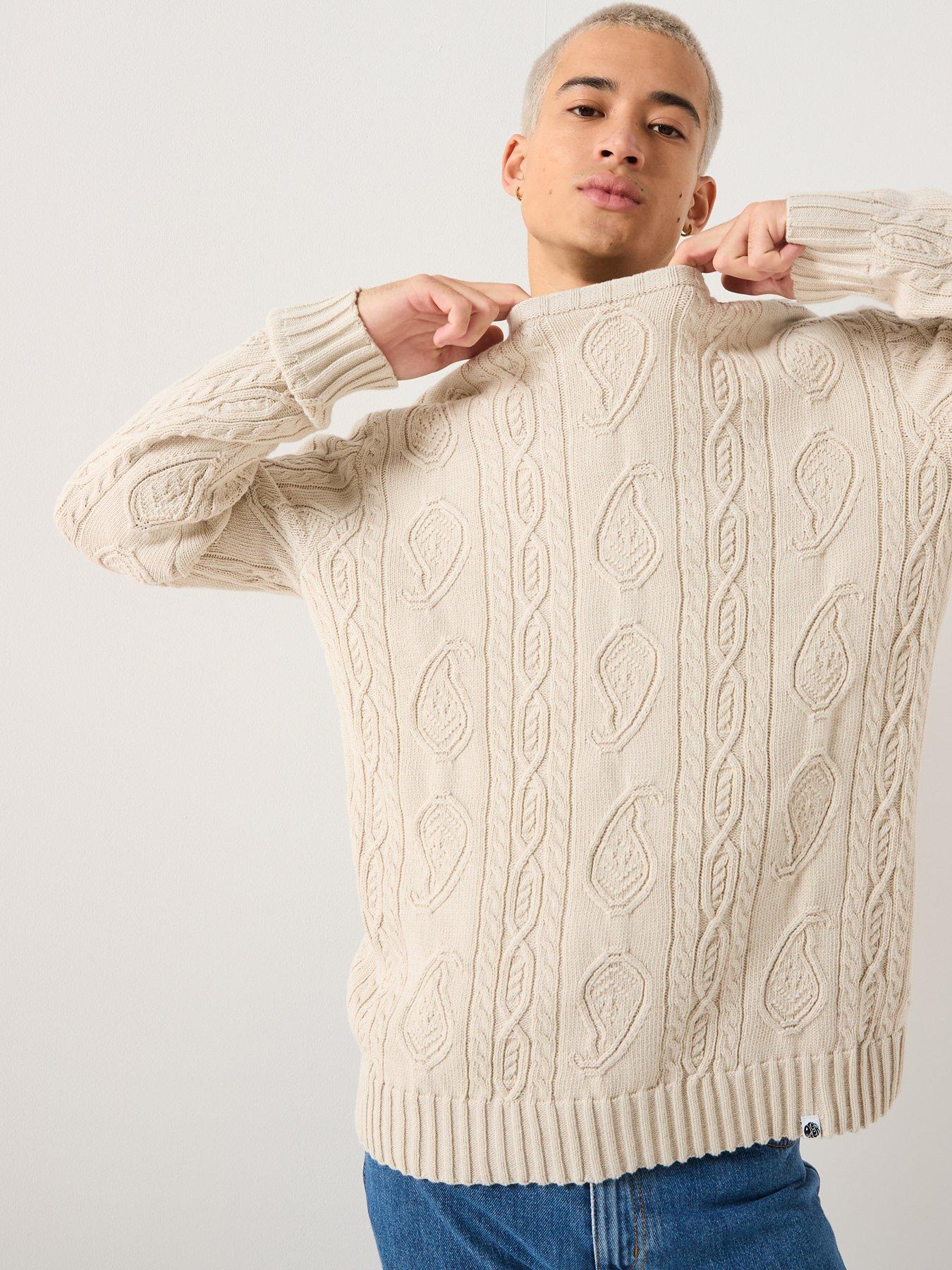  image of pretty-green-cable-knitted-jumper-cream