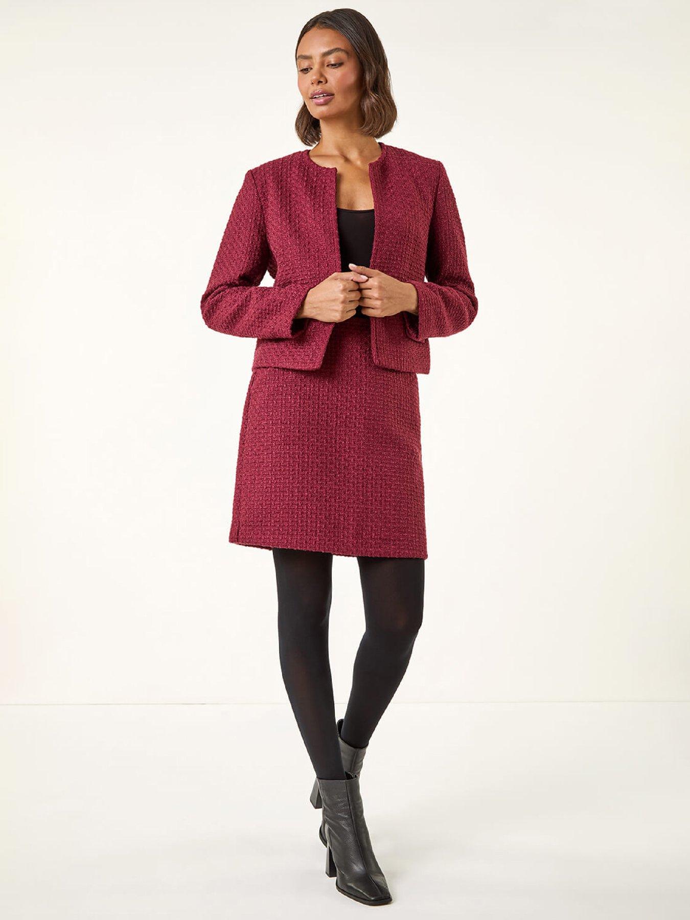 Roman Textured Edge To Edge Jacket - WINE