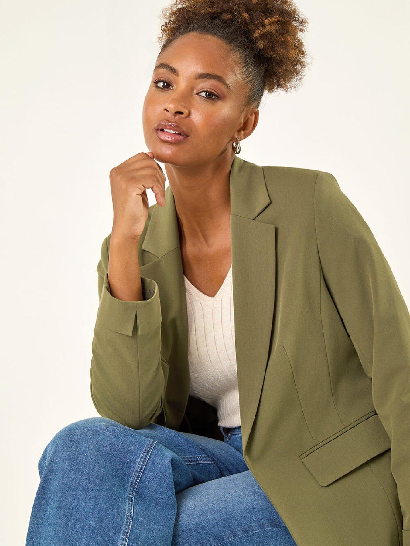  image of roman-tailored-collar-amp-revere-blazer-olive