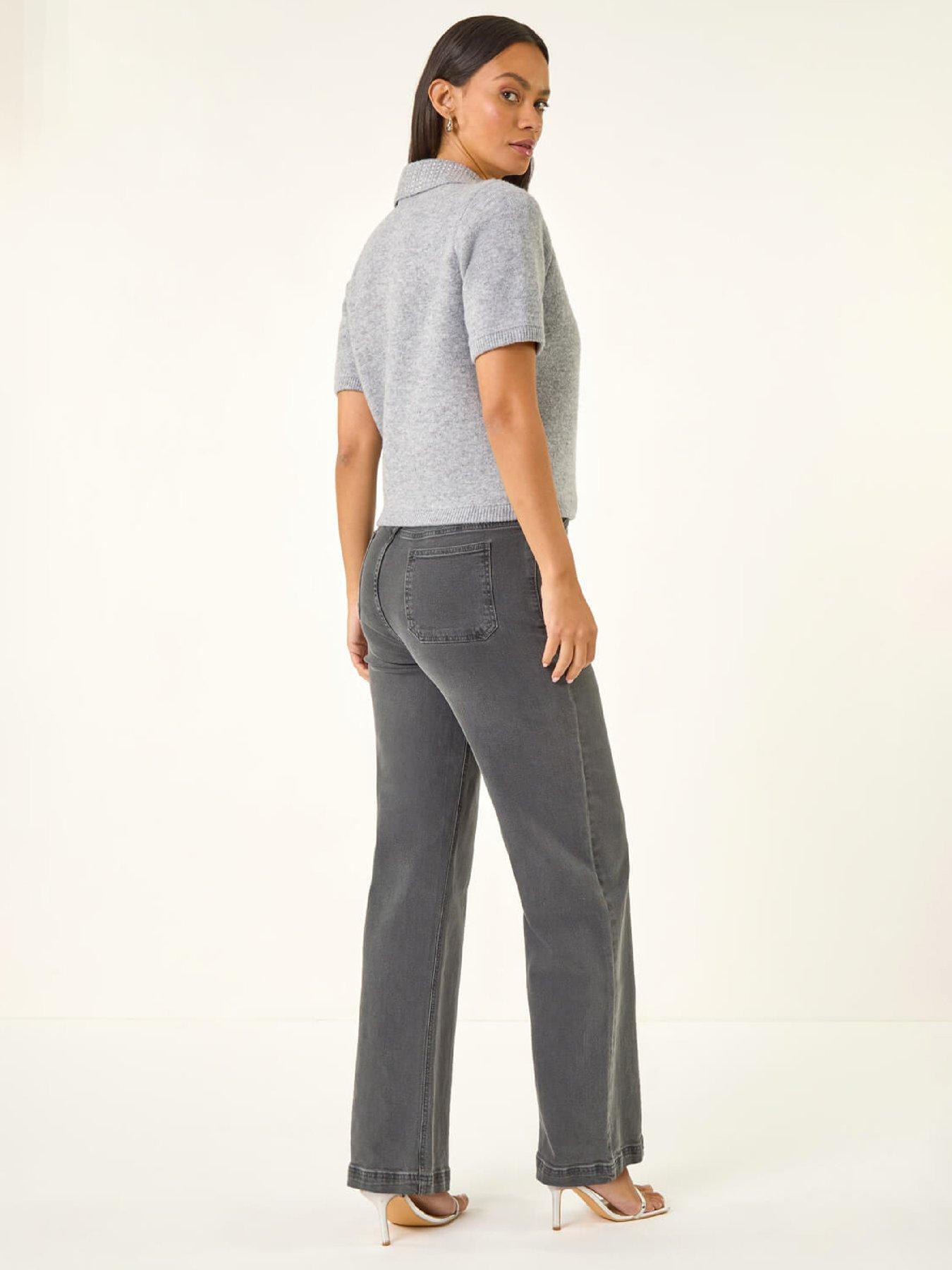  image of roman-dusk-embellished-knit-collared-top-grey