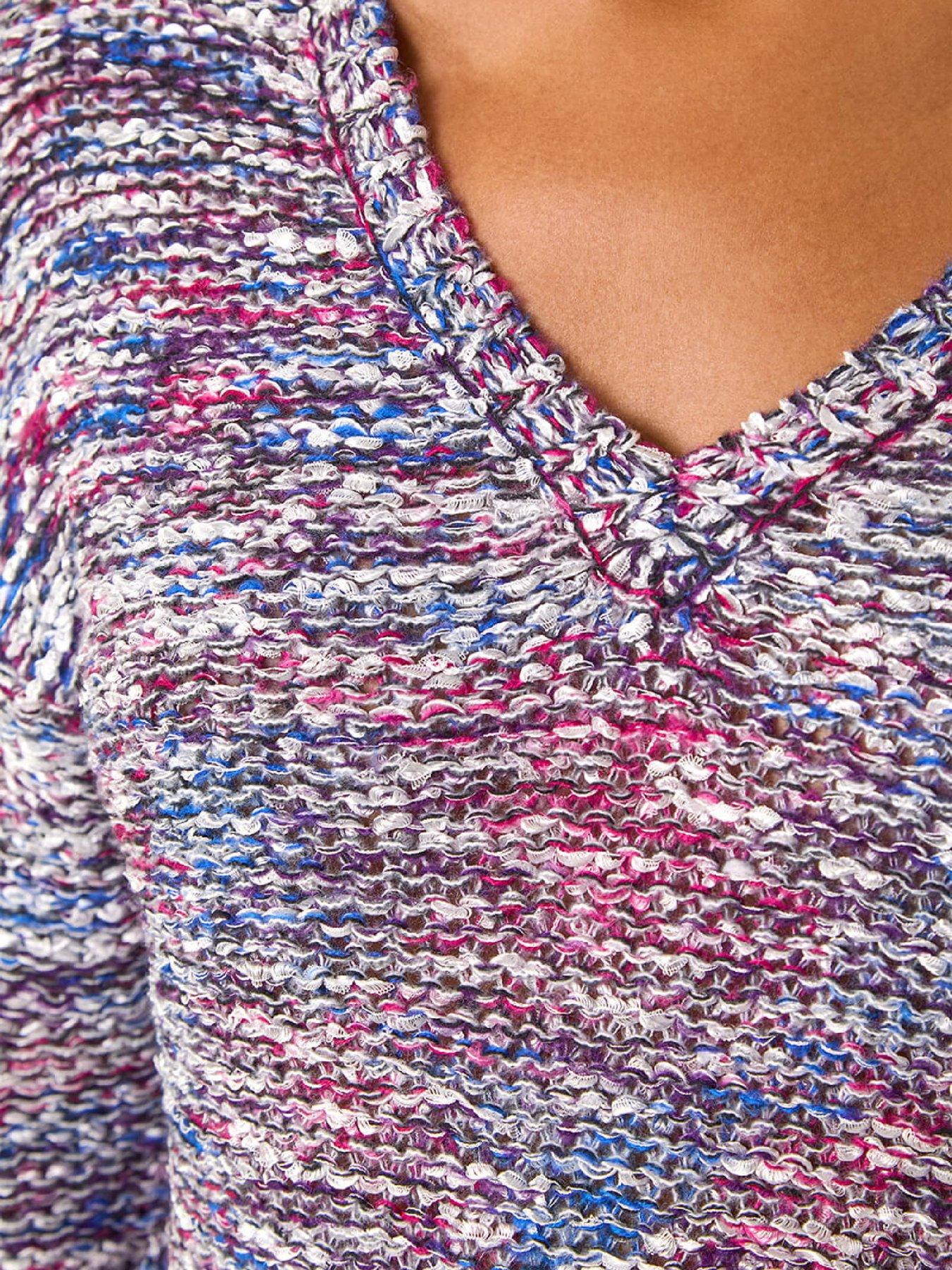  image of roman-tape-yarn-v-neck-knit-jumper-blue