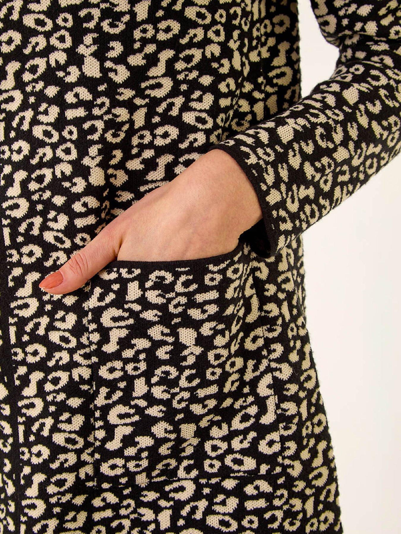  image of roman-animal-print-knitted-shift-dress-black