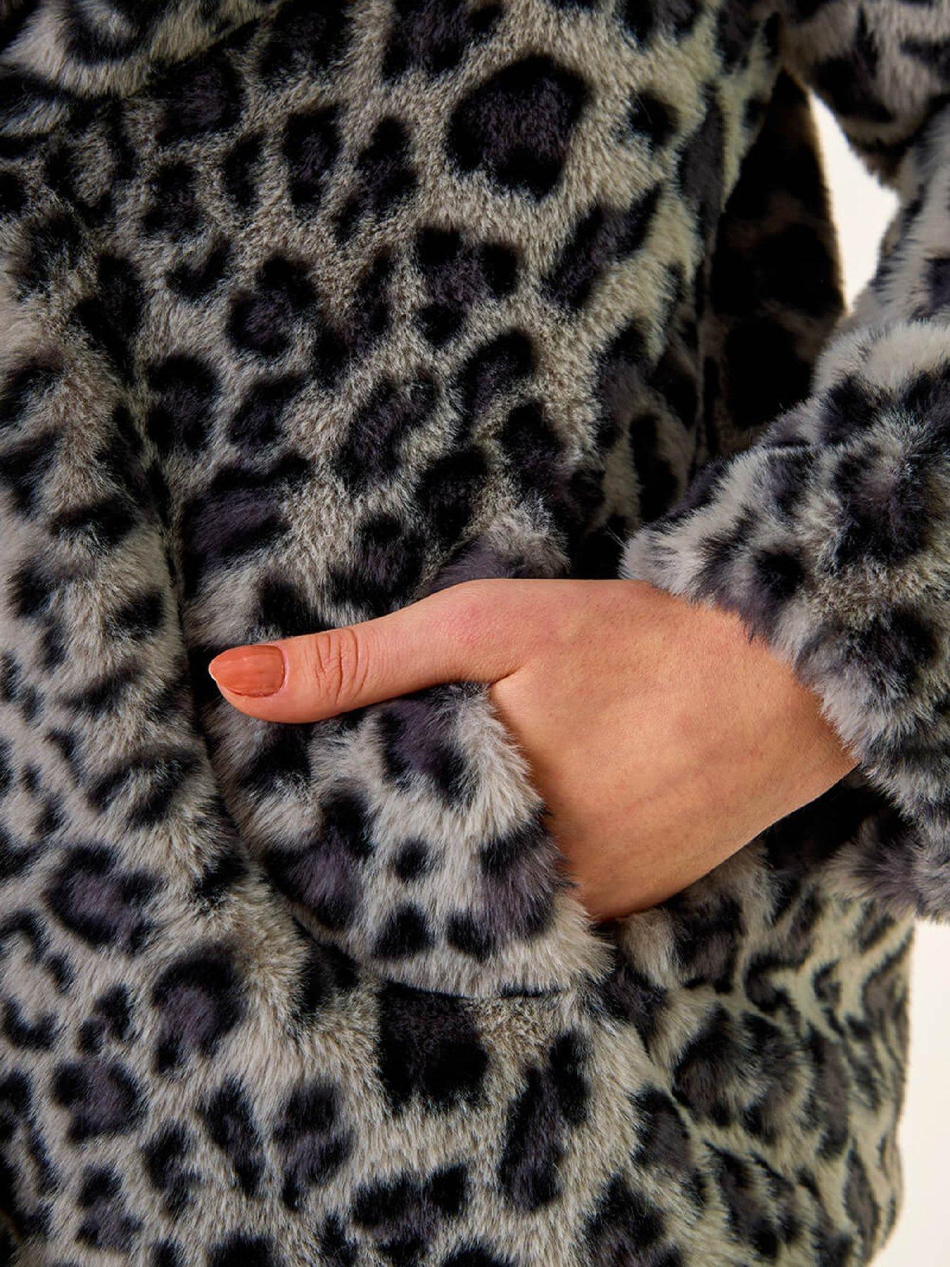  image of roman-faux-snow-leopard-fur-coat-grey