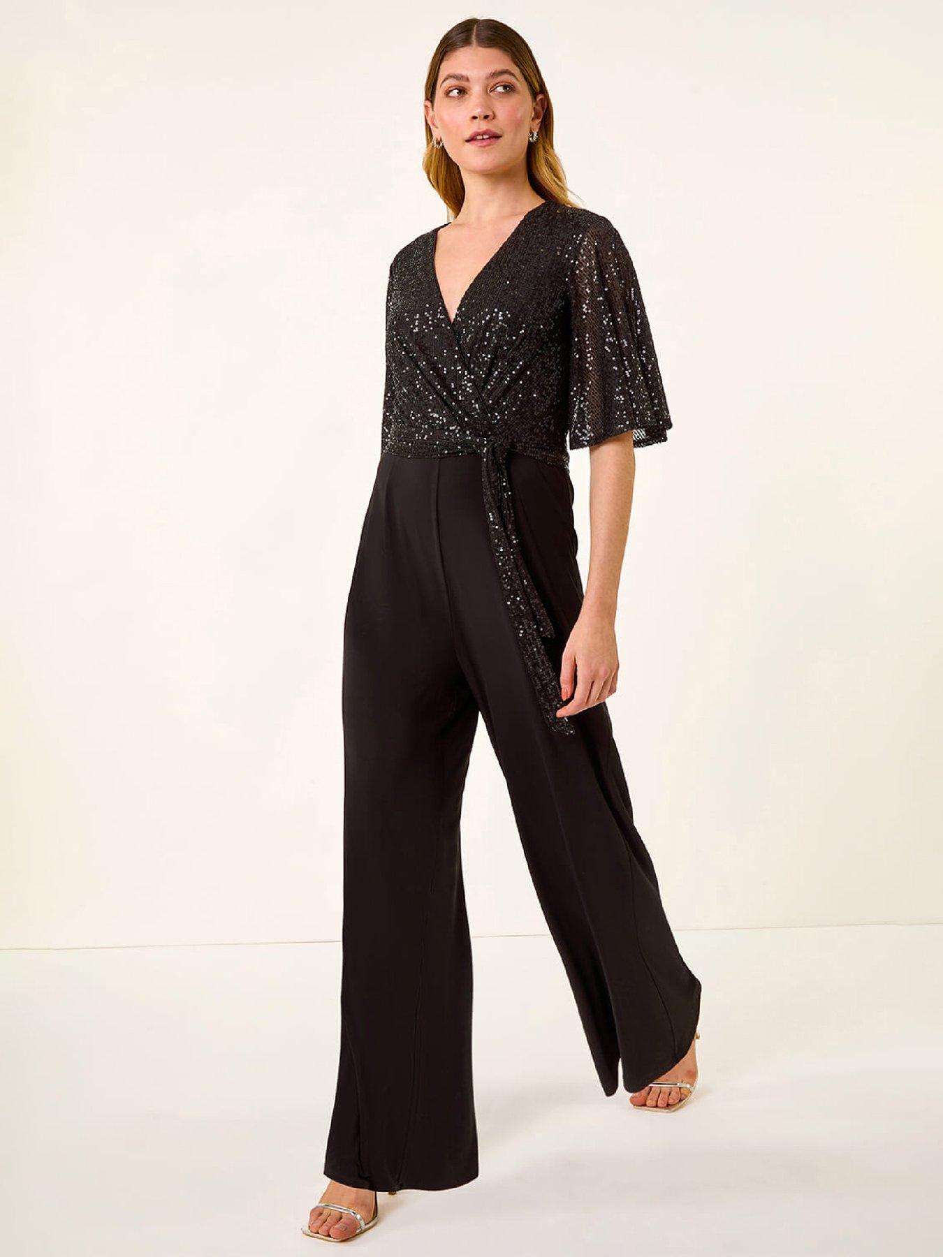 roman-sequin-flutter-sleeve-stretch-jumpsuit-black