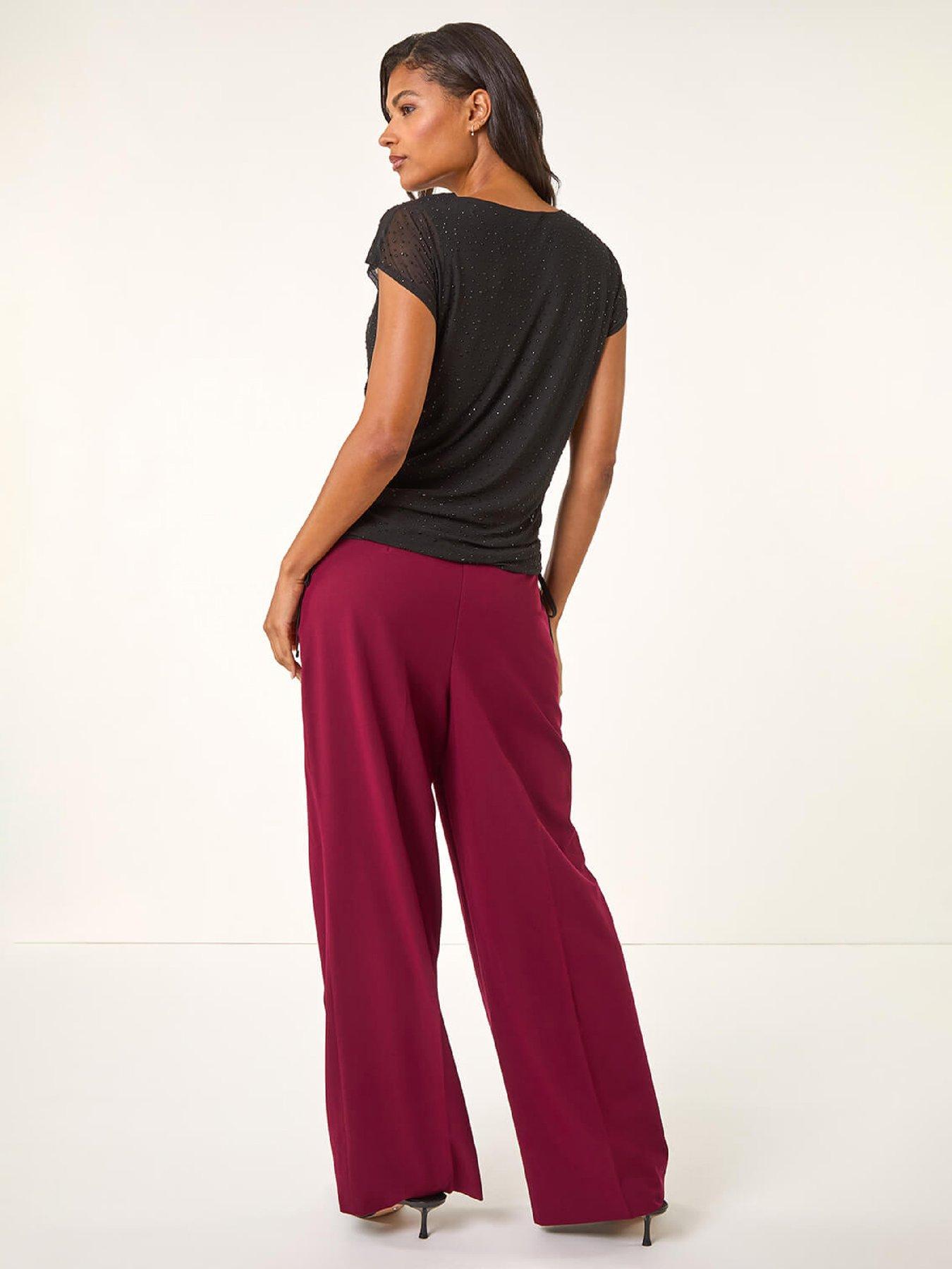  image of roman-hotfix-cowl-neck-stretch-top-black