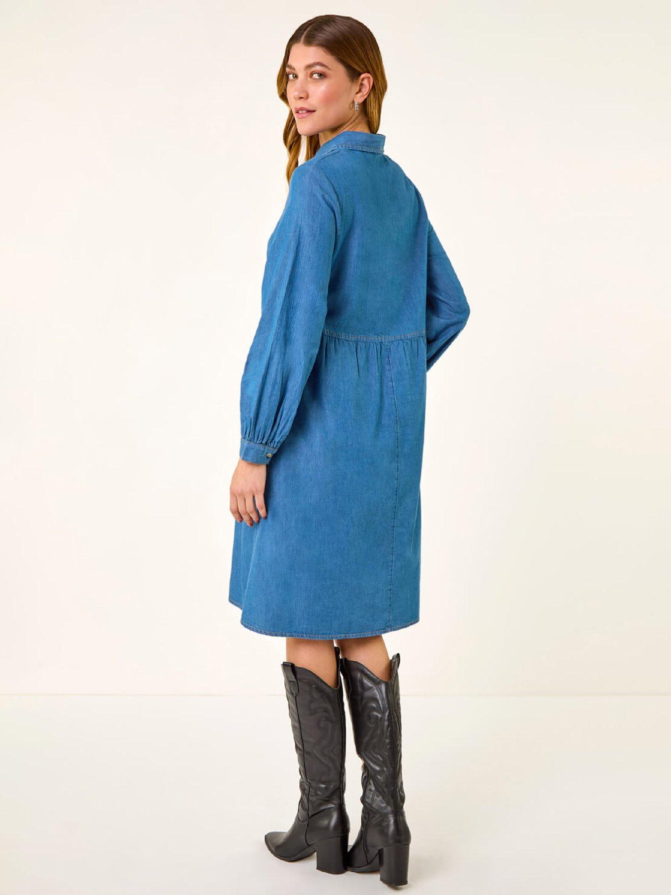 Image 2 of 5 of Roman Denim Button Through Pocket Dress - Denim