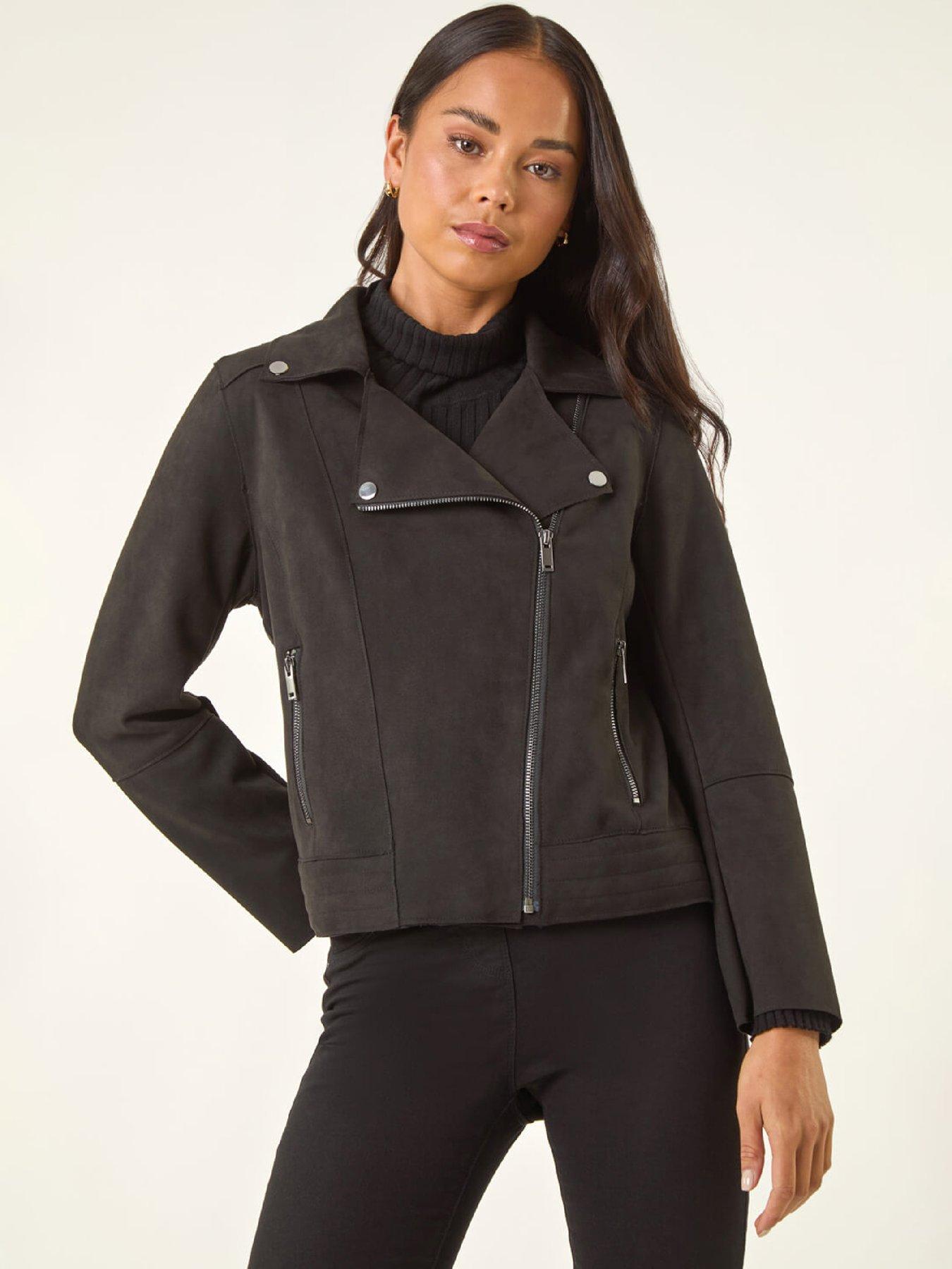  image of roman-petite-suedette-biker-jacket-black