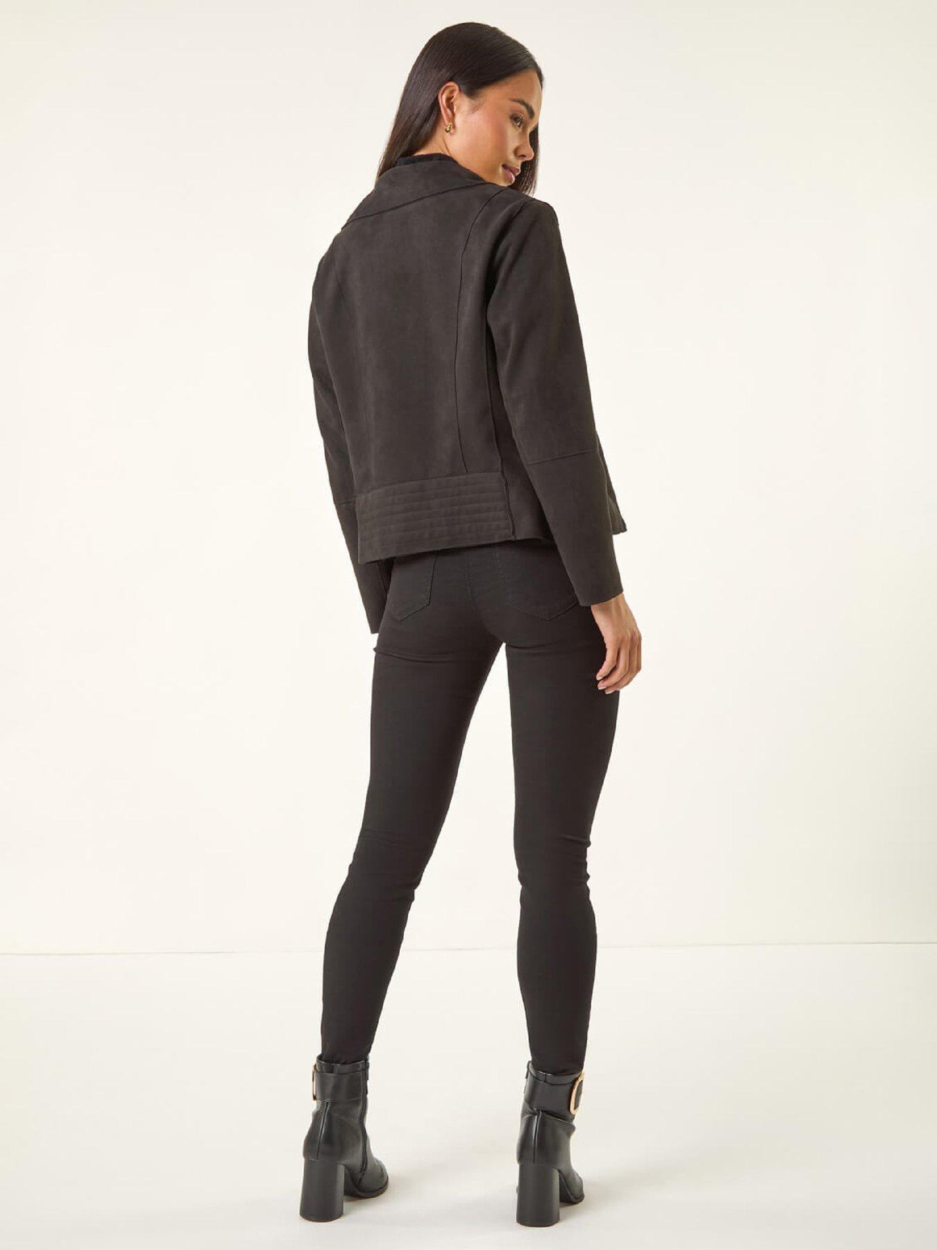  image of roman-petite-suedette-biker-jacket-black