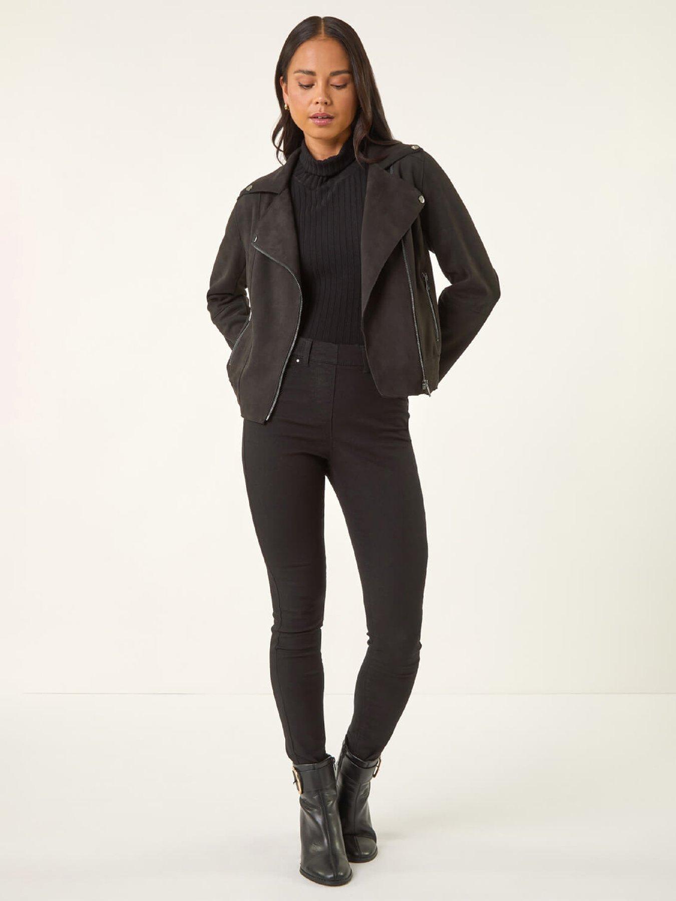  image of roman-petite-suedette-biker-jacket-black