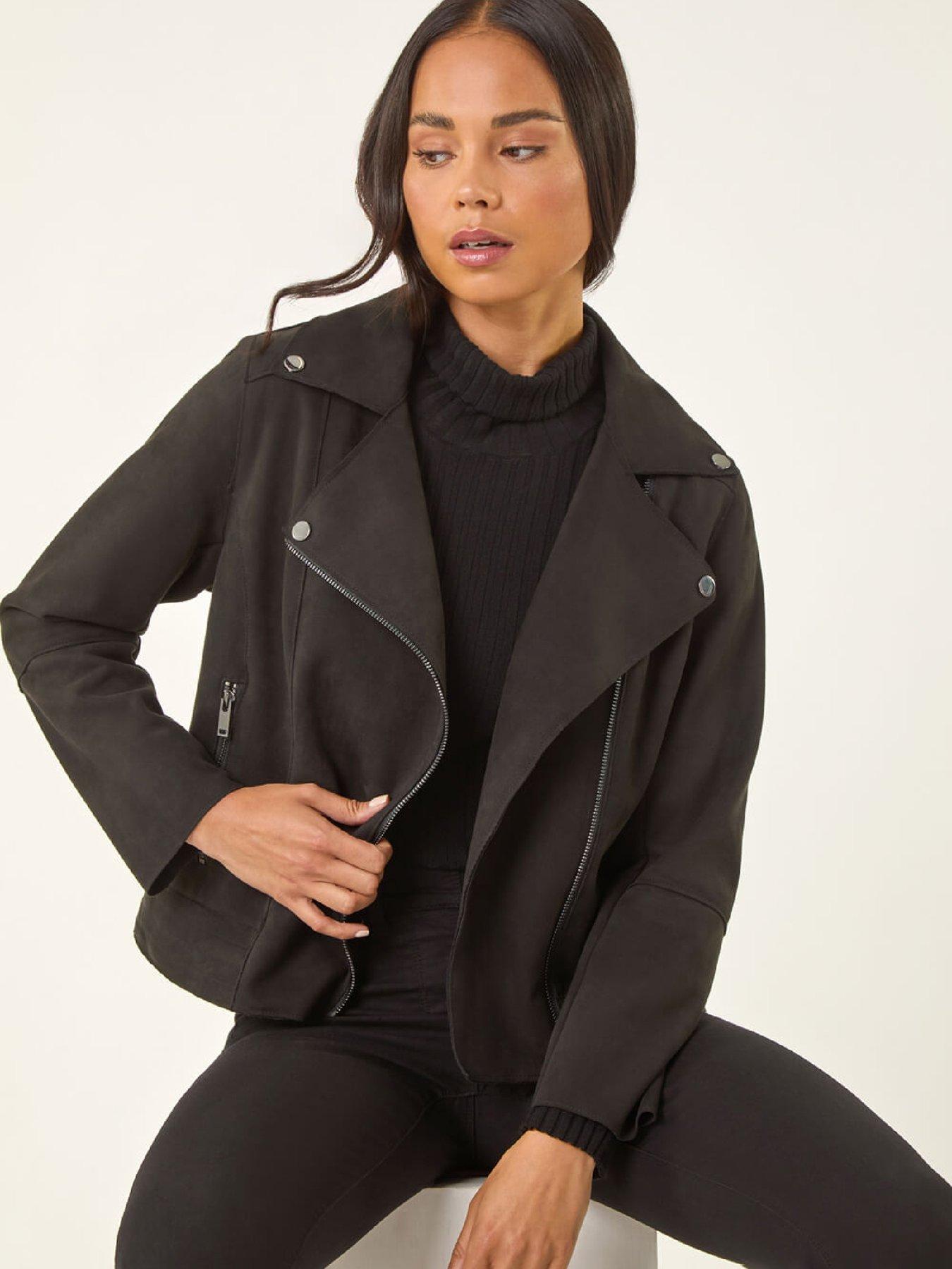  image of roman-petite-suedette-biker-jacket-black