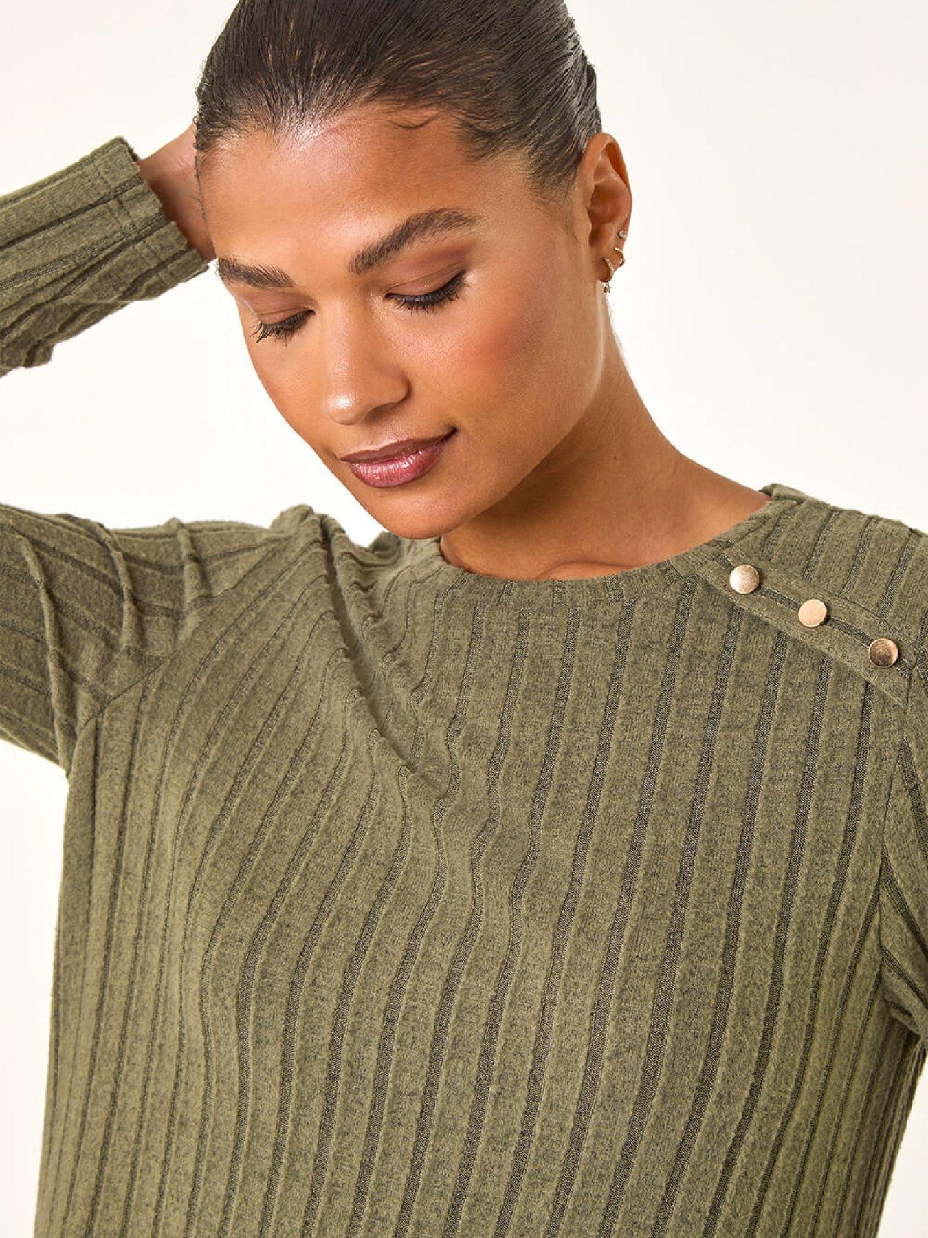  image of roman-textured-ribbed-swing-dress-khaki