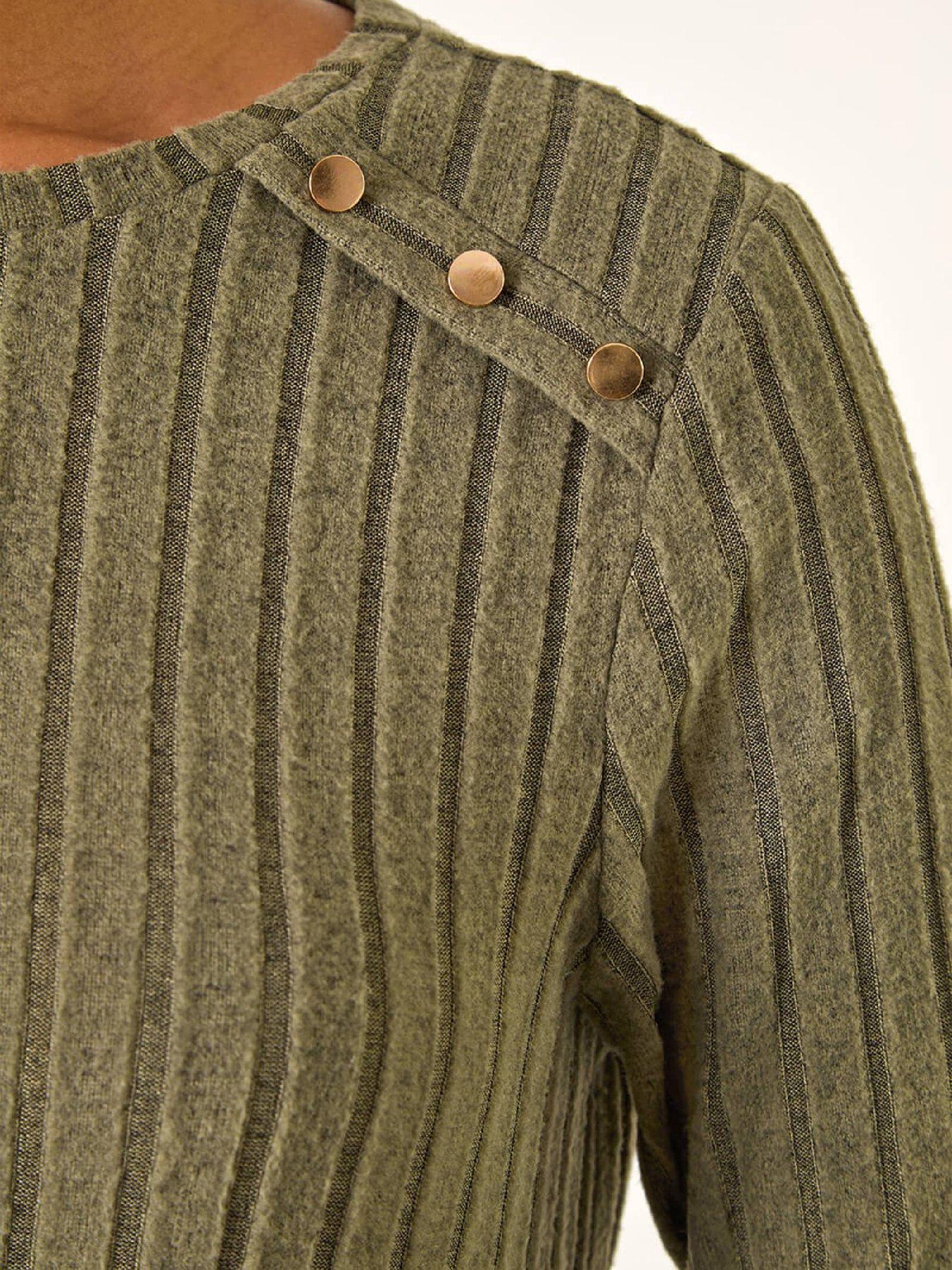  image of roman-textured-ribbed-swing-dress-khaki
