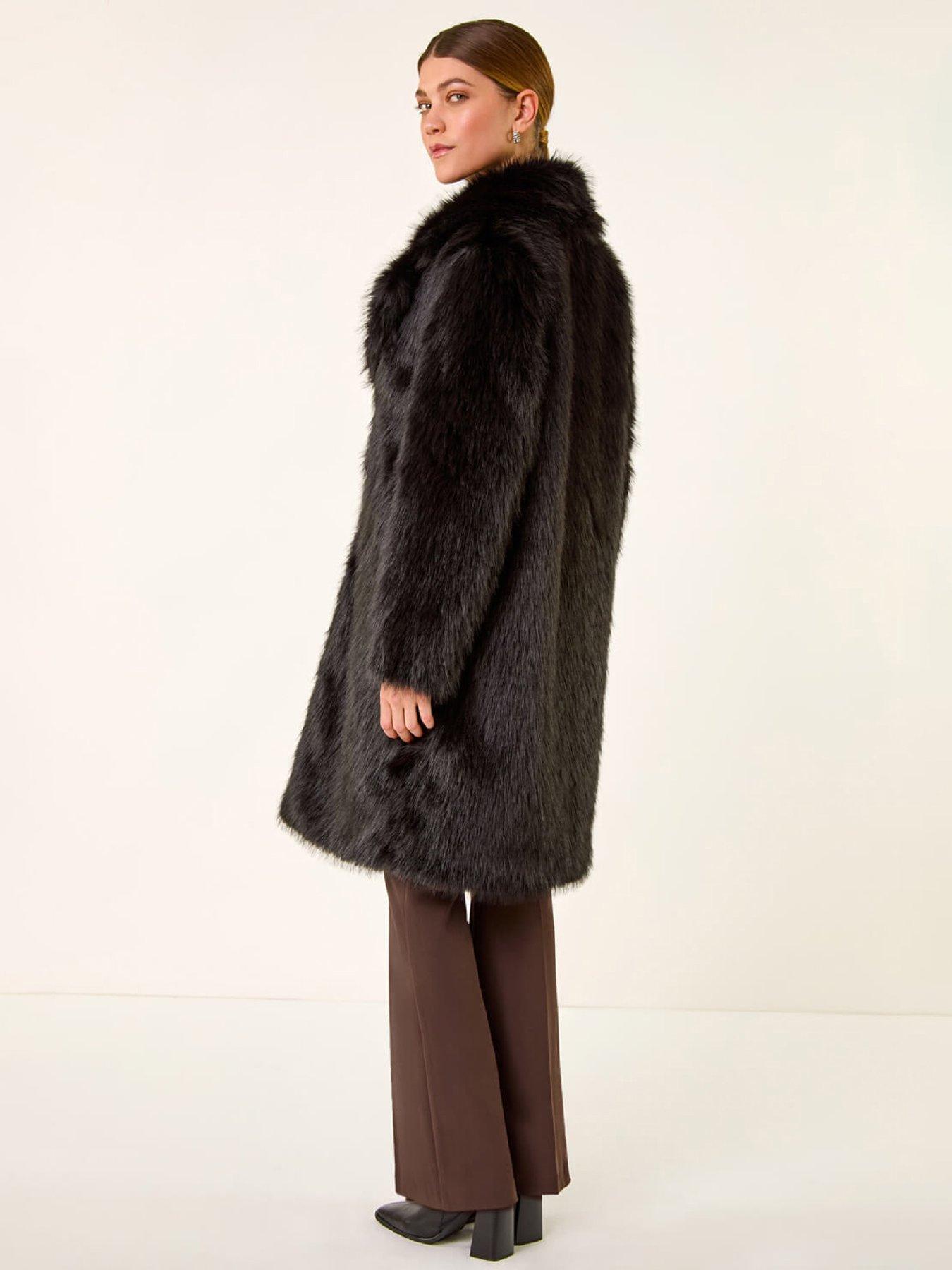  image of roman-premium-faux-fur-coat-black