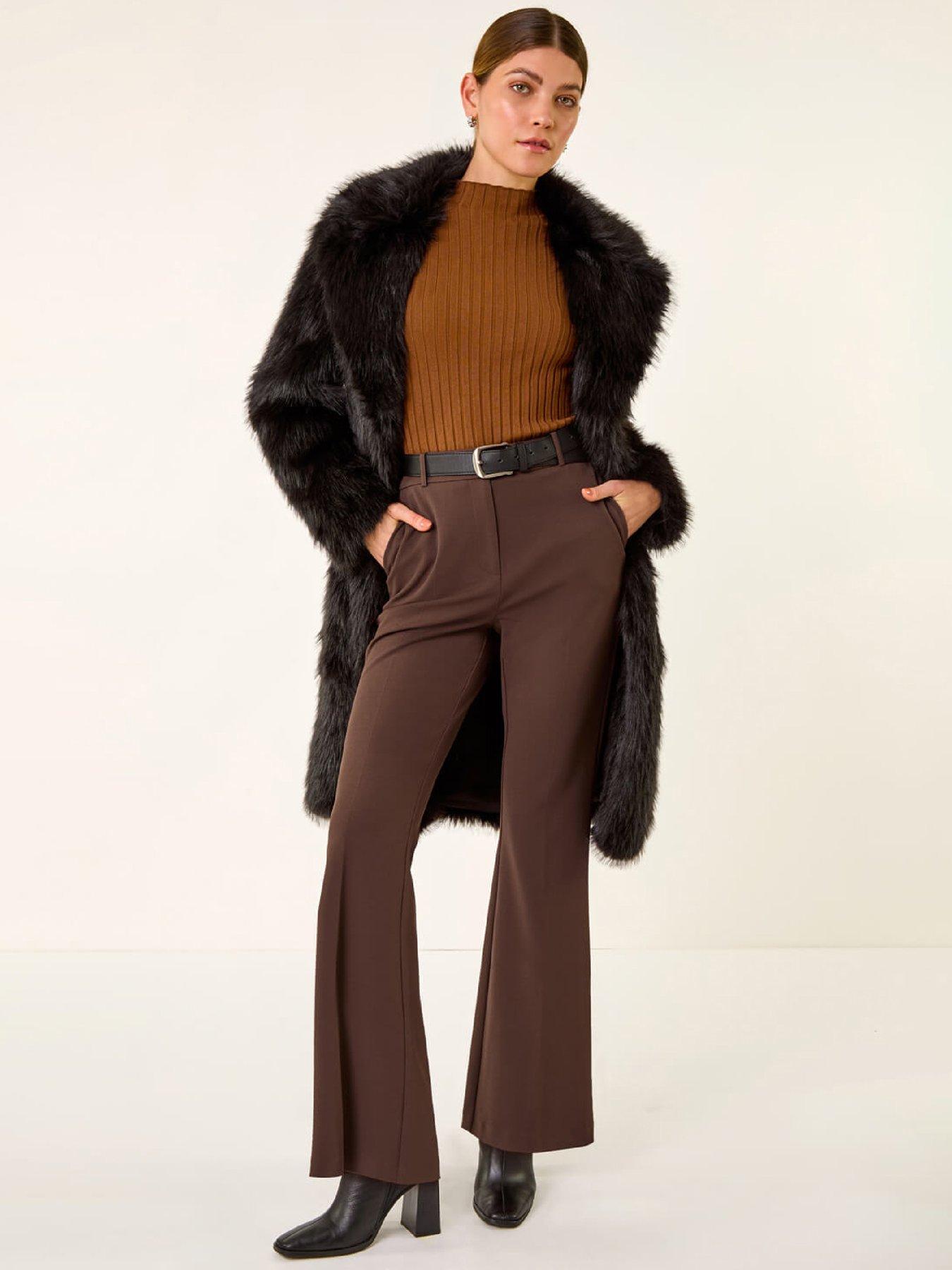  image of roman-premium-faux-fur-coat-black