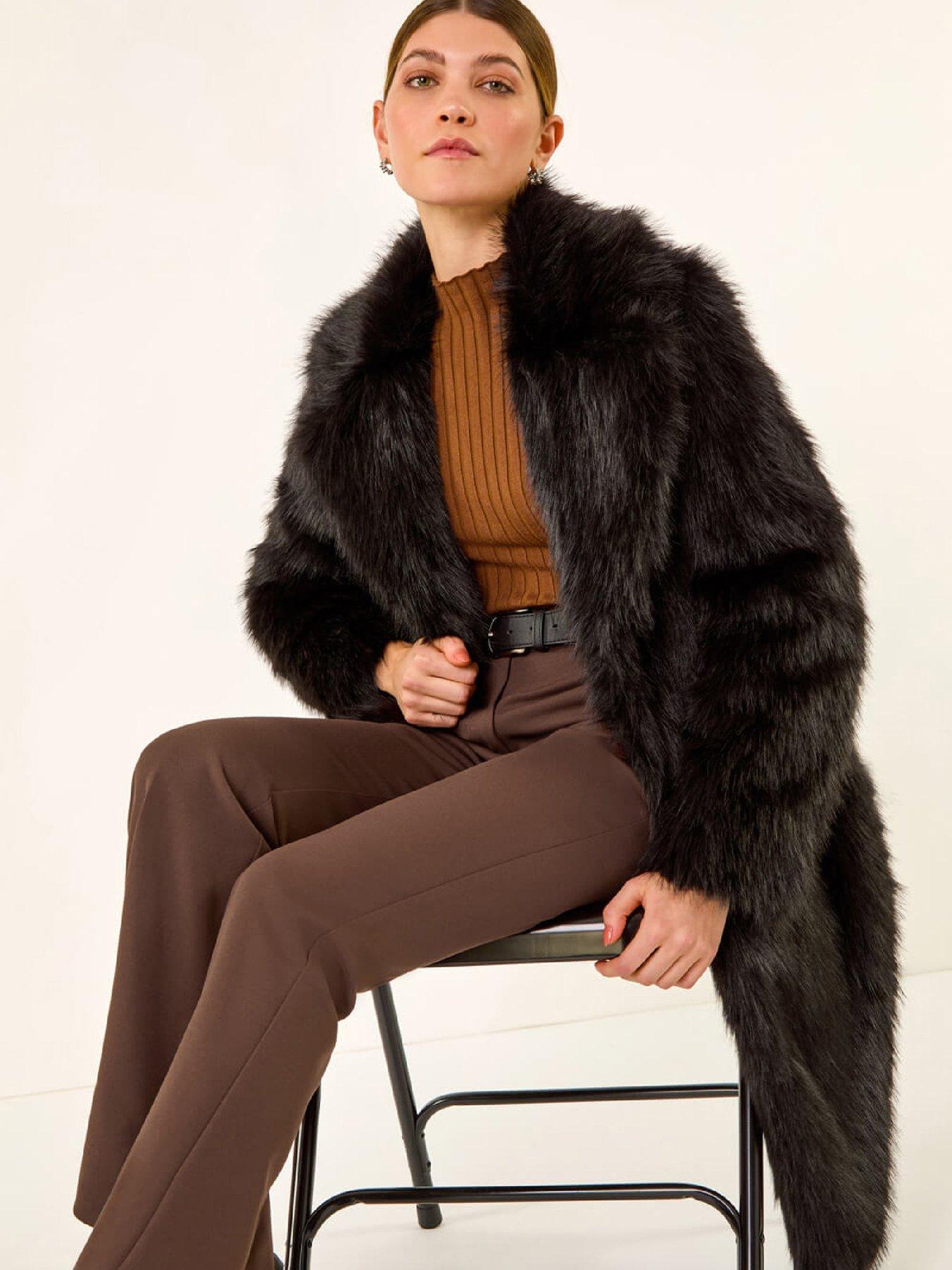  image of roman-premium-faux-fur-coat-black