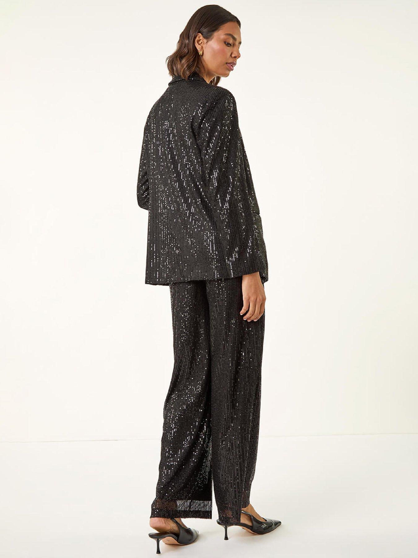 Image 2 of 5 of Roman Relaxed Sequin Blazer - Black