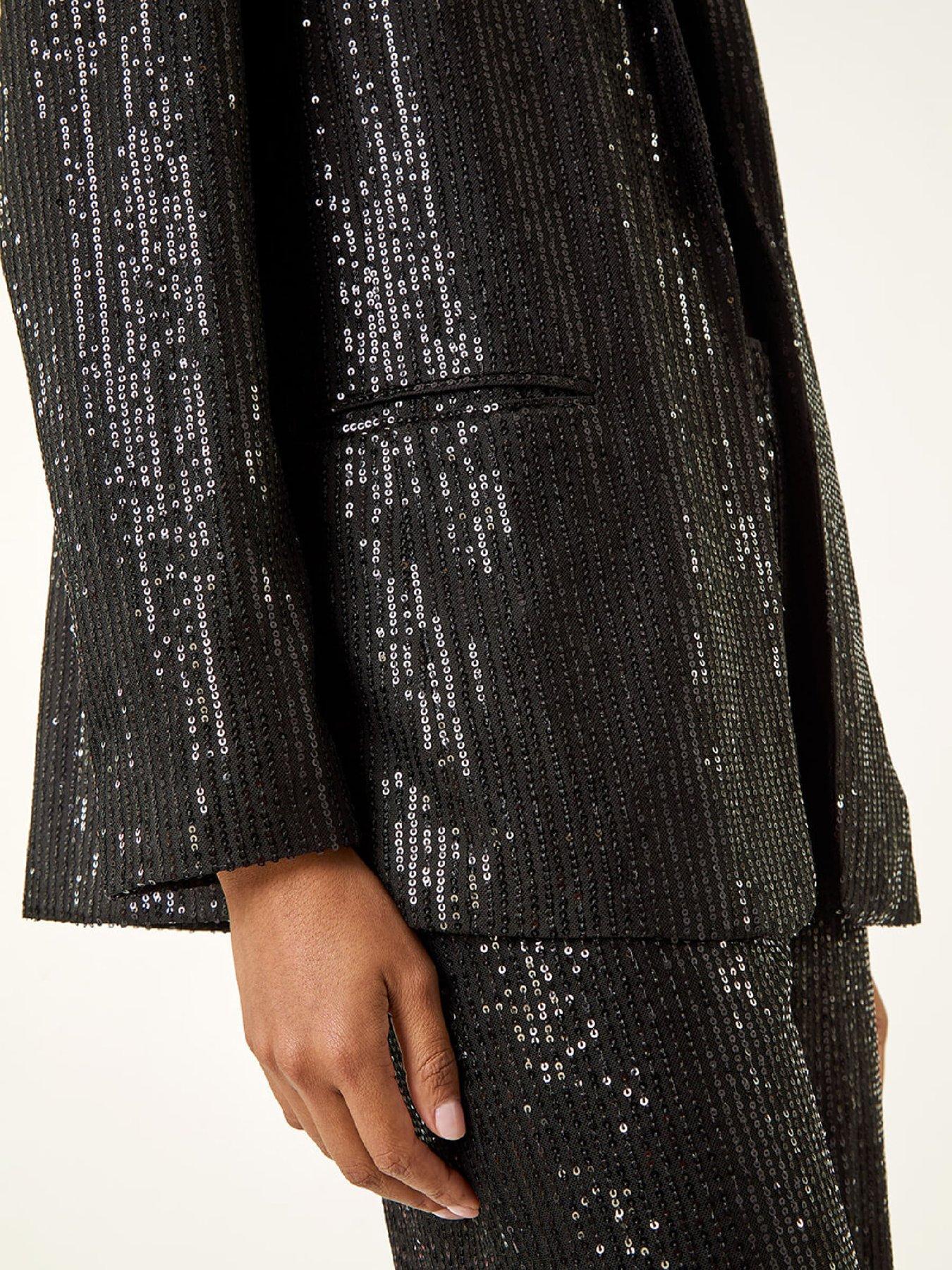 Image 5 of 5 of Roman Relaxed Sequin Blazer - Black