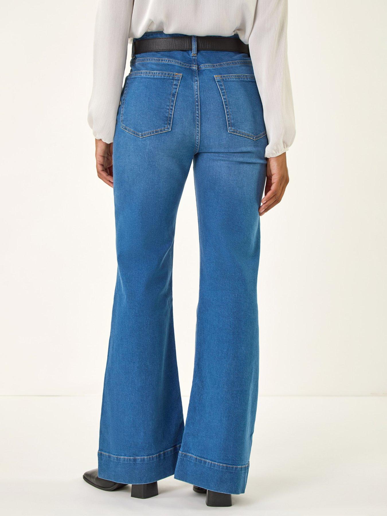  image of roman-pocket-stretch-flare-jeans-denim