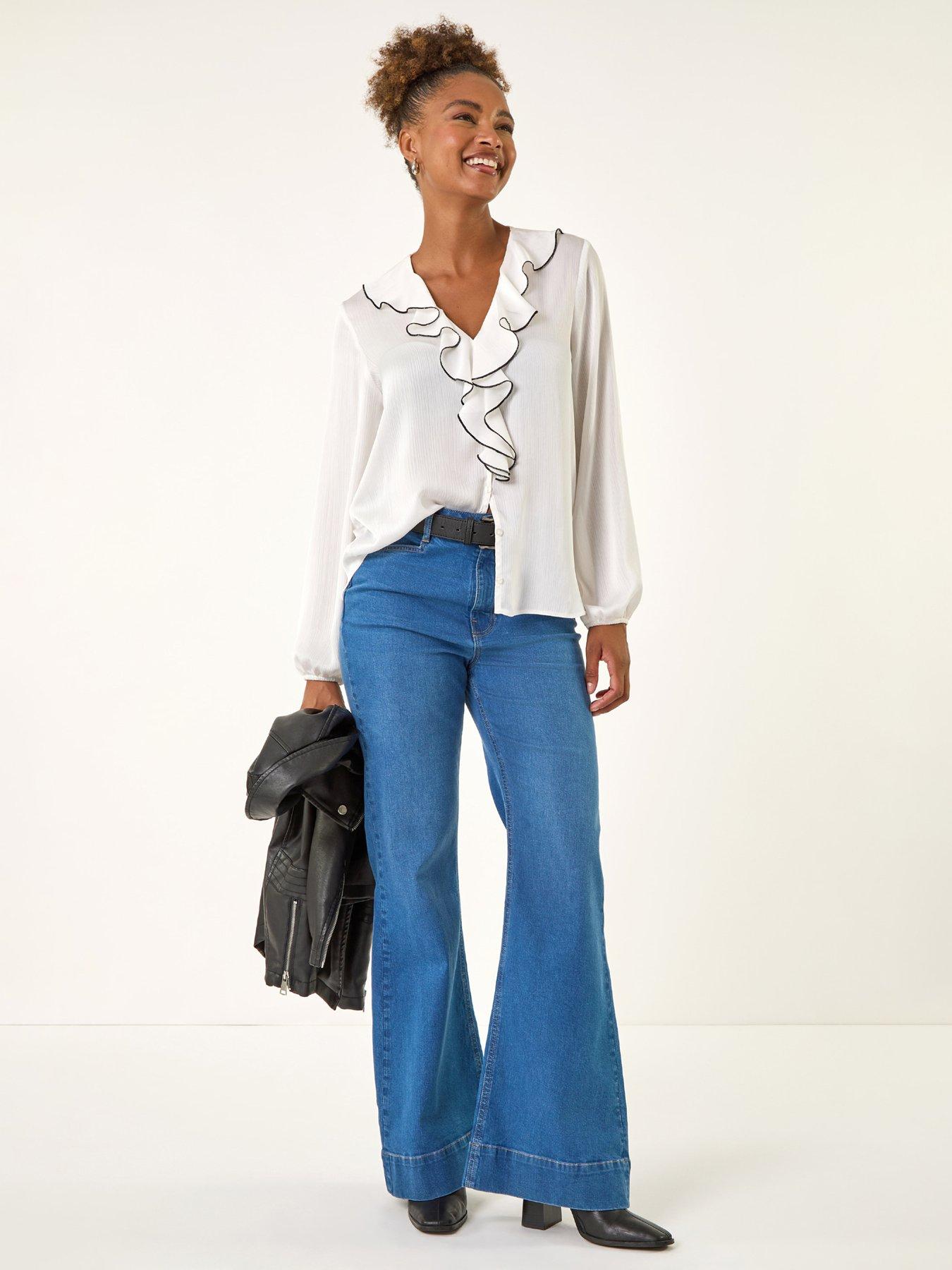  image of roman-pocket-stretch-flare-jeans-denim