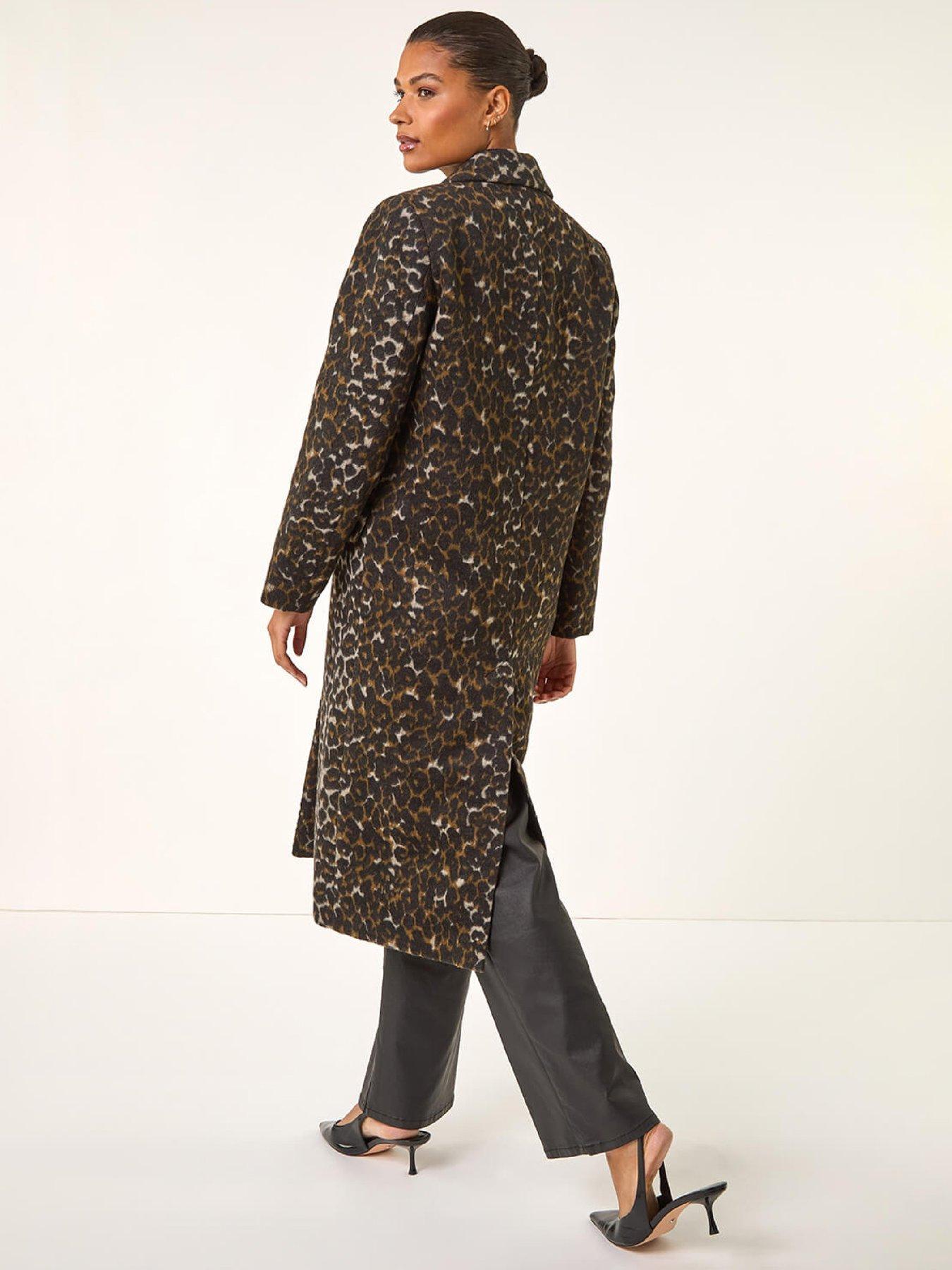 image of roman-animal-print-formal-pocket-coat-brown