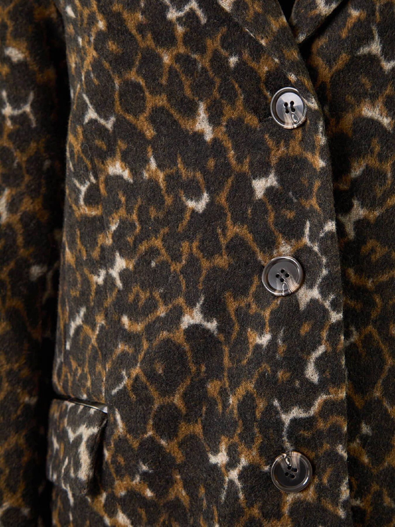  image of roman-animal-print-formal-pocket-coat-brown
