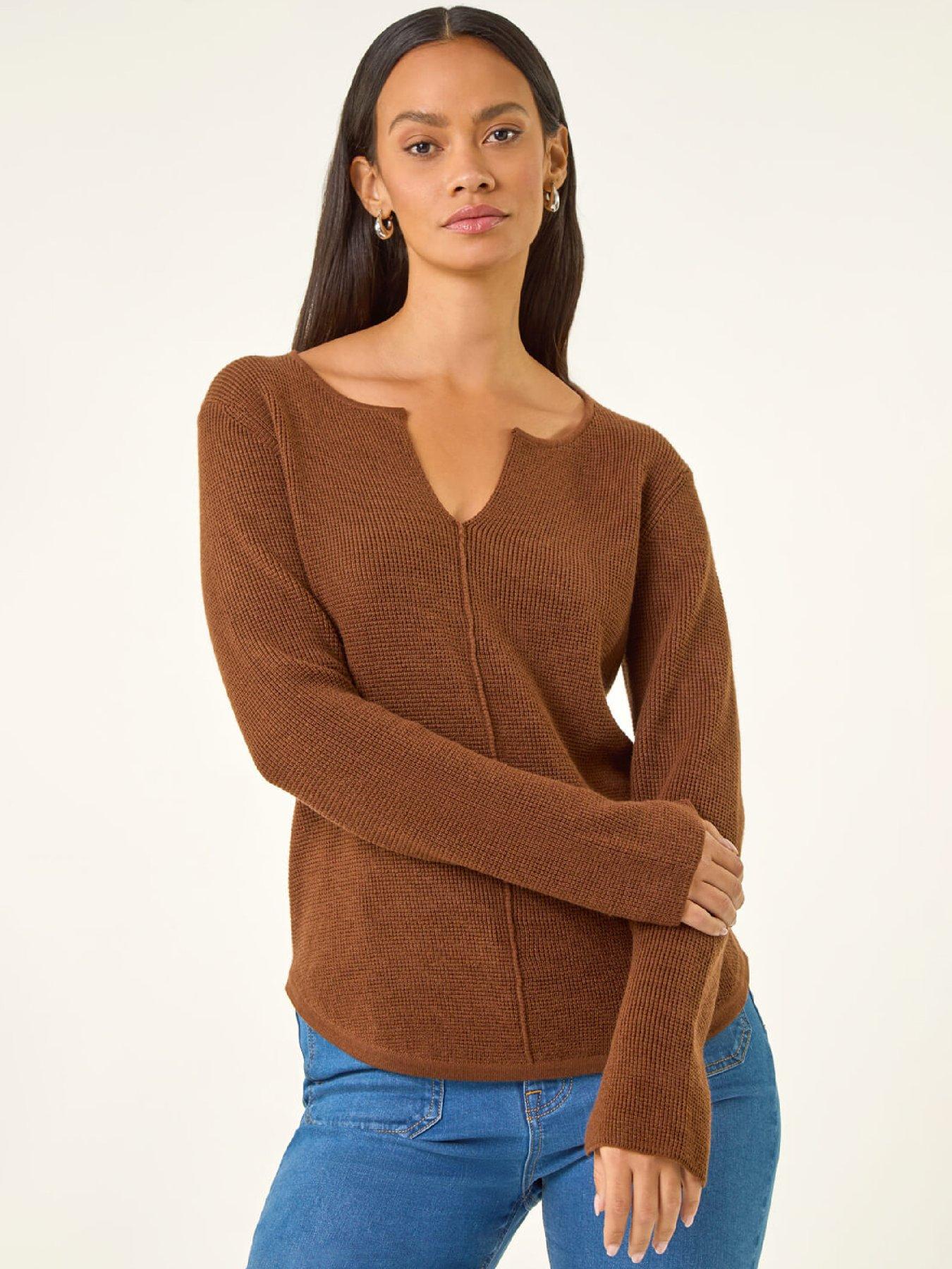  image of roman-dusk-waffle-knit-jumper-chocolate