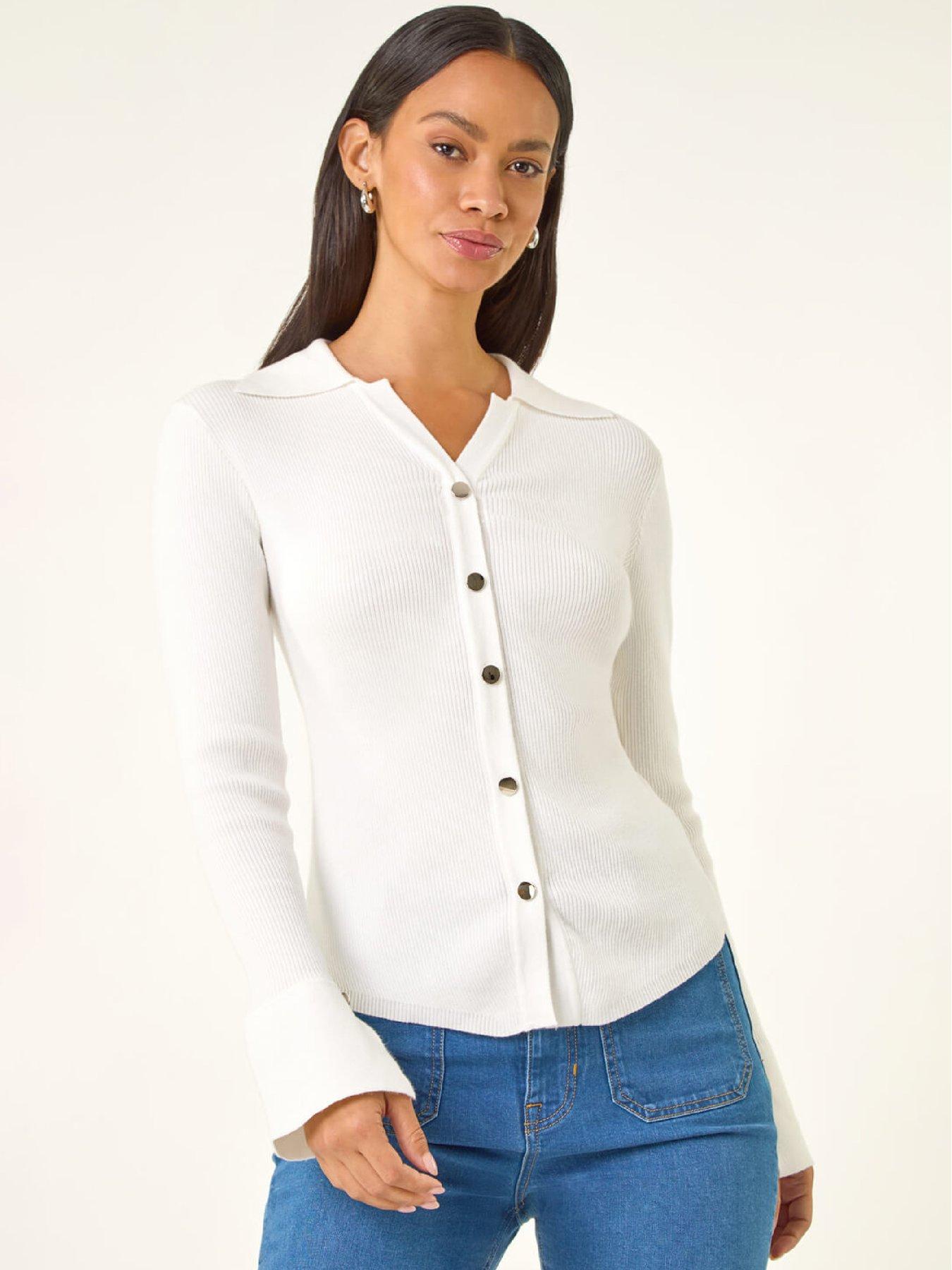  image of roman-dusk-collared-button-jumper-ivory