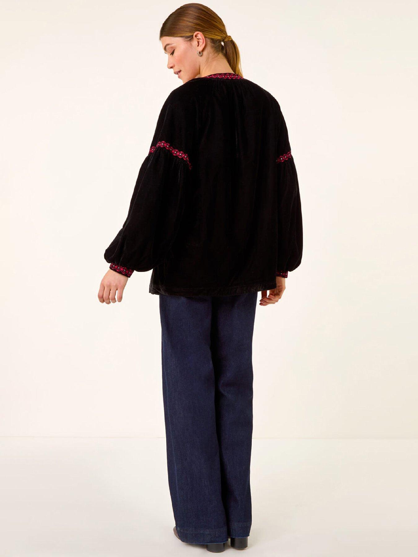  image of roman-floral-embroidered-velvet-trophy-jacket-black