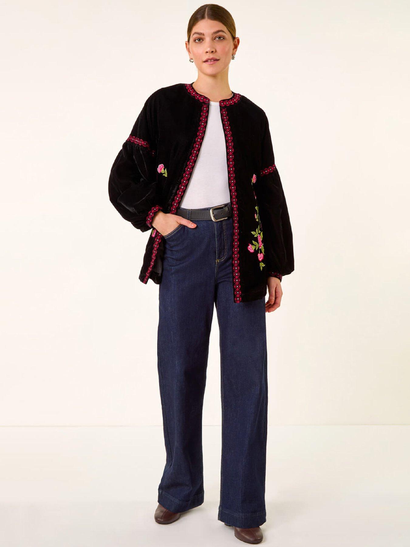  image of roman-floral-embroidered-velvet-trophy-jacket-black